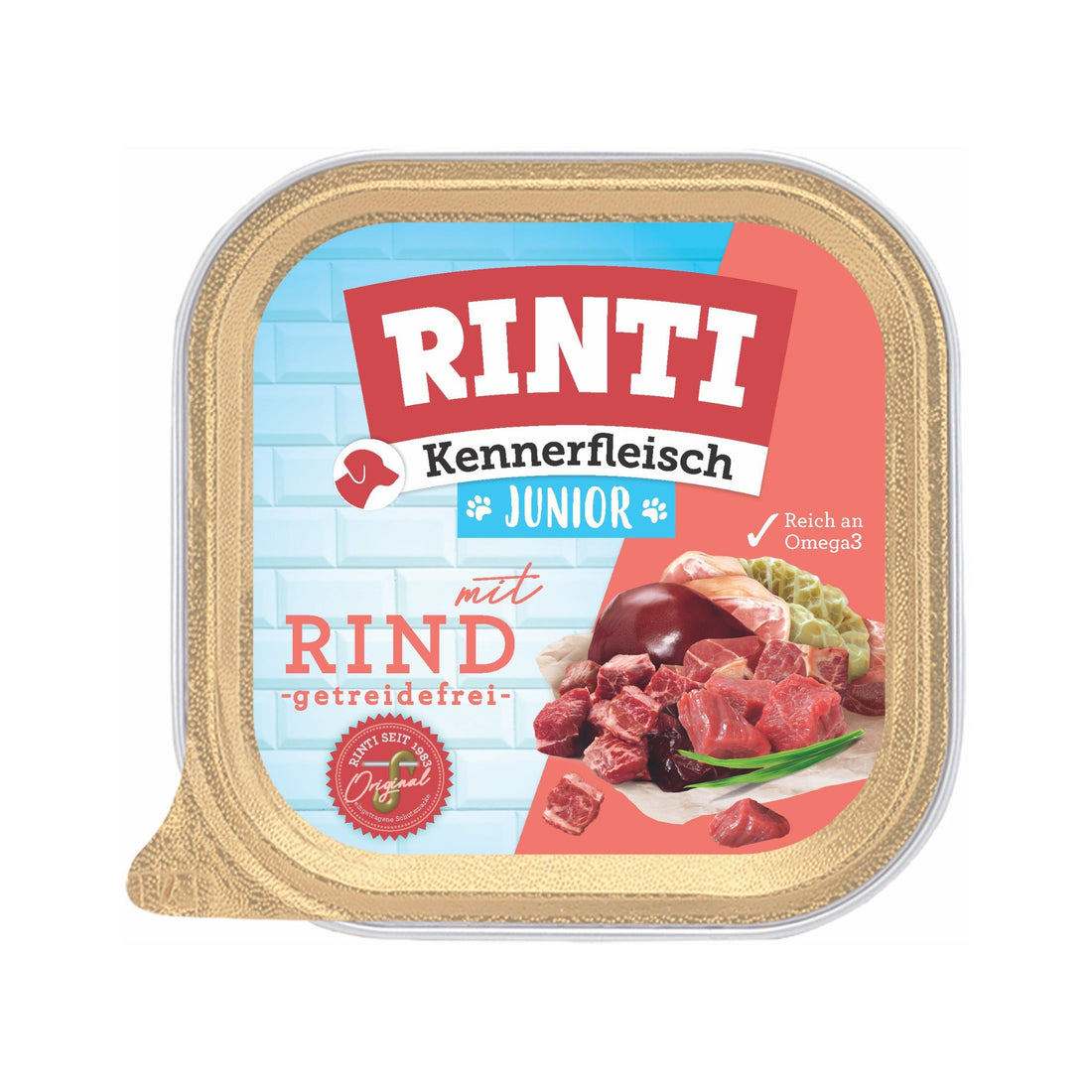 RINTI Schale Kennerfleisch Junior mit Rind - Hunde Nassfutter - Woofshack