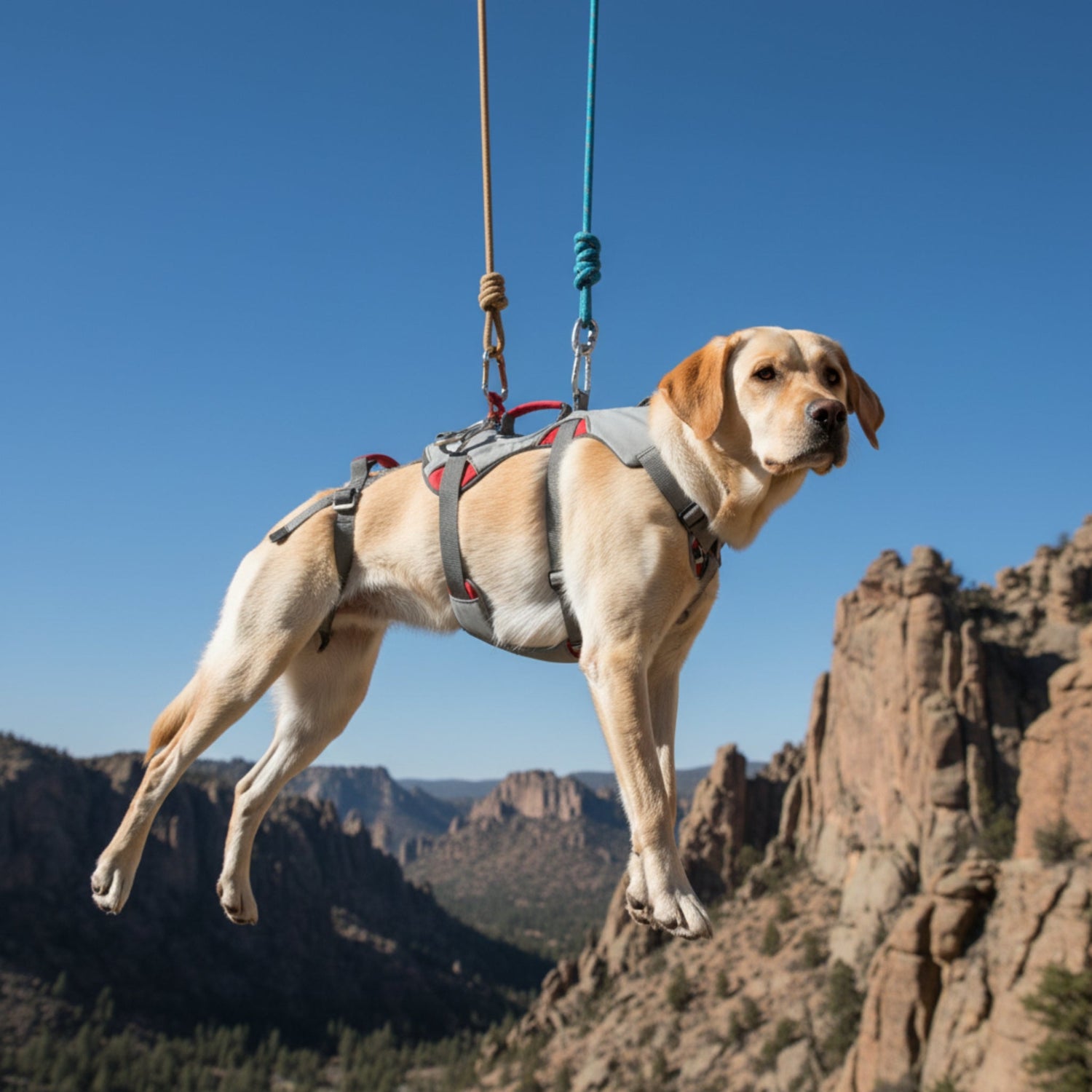 Ruffwear Doubleback Harness – Professionelles Abseilgeschirr für Hunde beim Klettern &amp; Bergsteigen - Woofshack