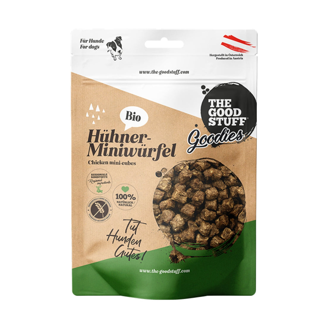 The Goodstuff BIO Hühner - Miniwürfel – Getreidefrei, Luftgetrocknet &amp; Buchenholzgeräuchert | Premium Trainingsleckerli für Hunde - Woofshack