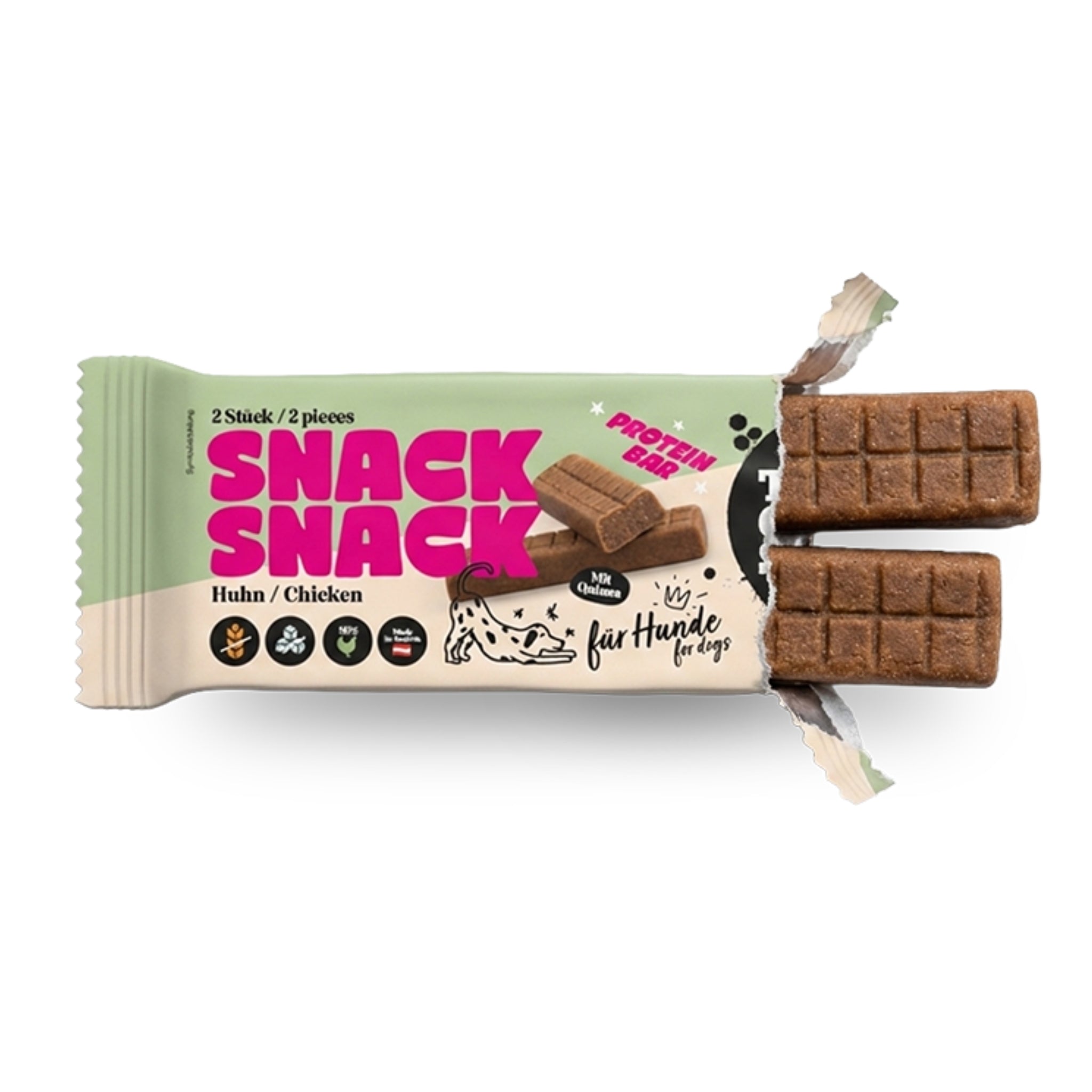 The Goodstuff SNACKSNACK Proteinriegel Huhn – Getreidefreier Hundesnack mit 90% Hühnerfleisch &amp; Quinoa, leicht portionierbar