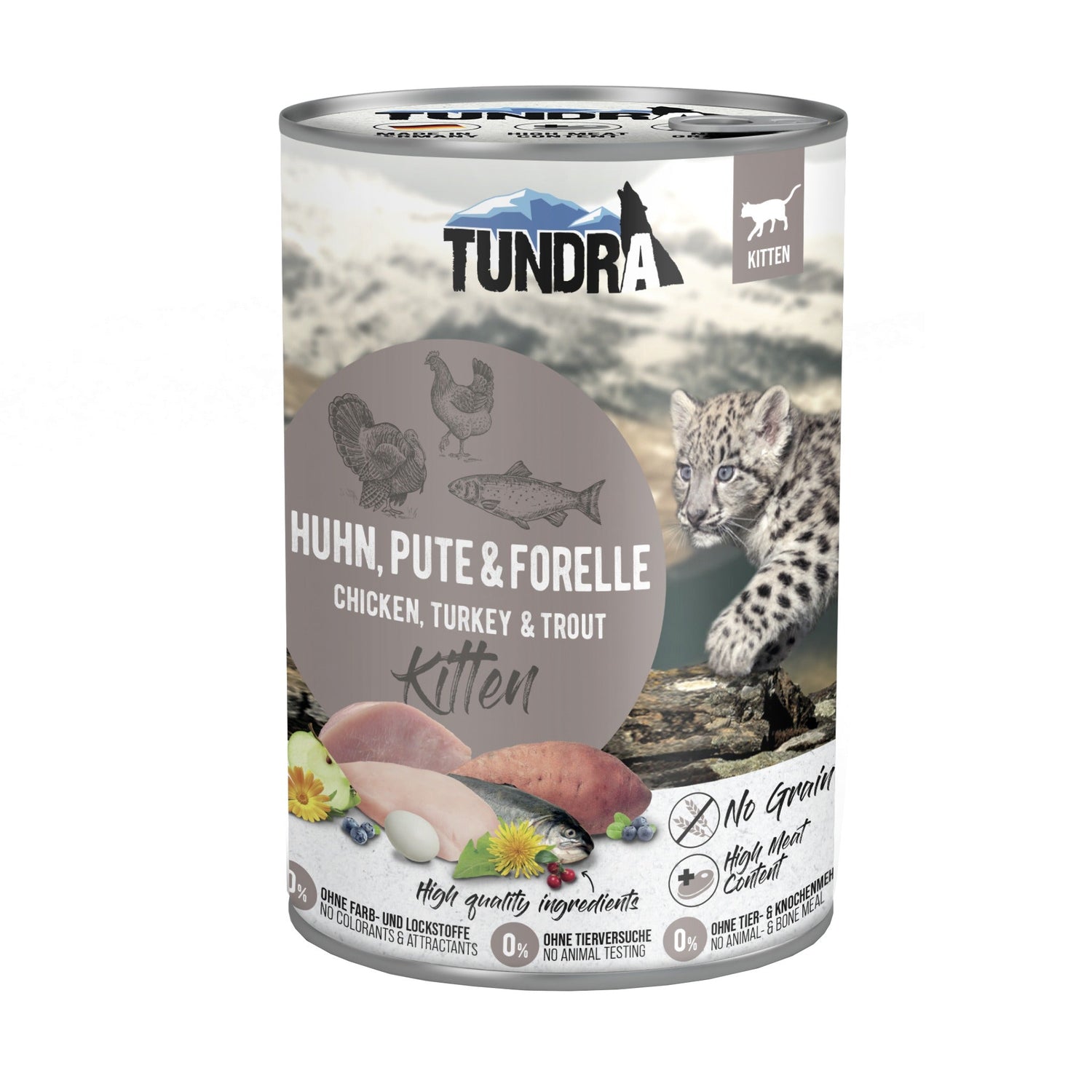 Tundra Cat Huhn, Pute &amp; Forelle, Kitten Nassfutter - Woofshack