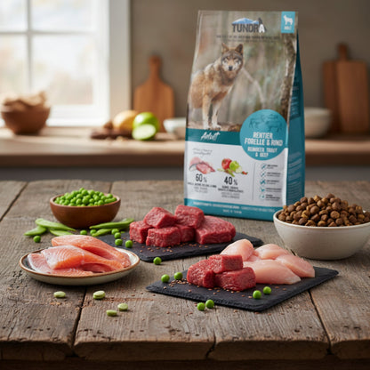 Tundra Dog Adult Premium Trockenfutter – Rentier, Forelle &amp; Rind – Getreidefreie Vollnahrung mit 70% Fleischanteil für ausgewachsene Hunde aller Rassen - Woofshack