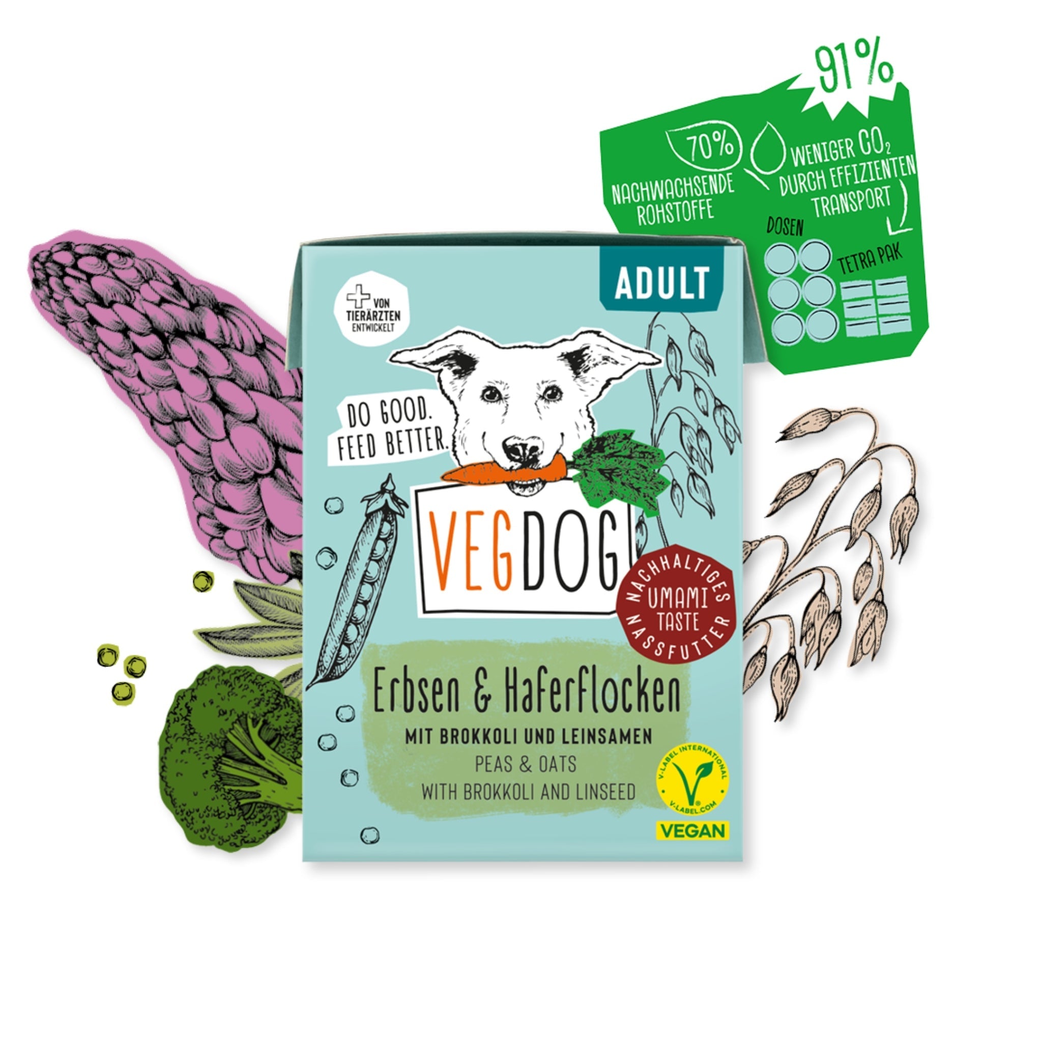 VEGDOG Adult Erbsen &amp; Haferflocken, Hunde Nassfutter - Woofshack