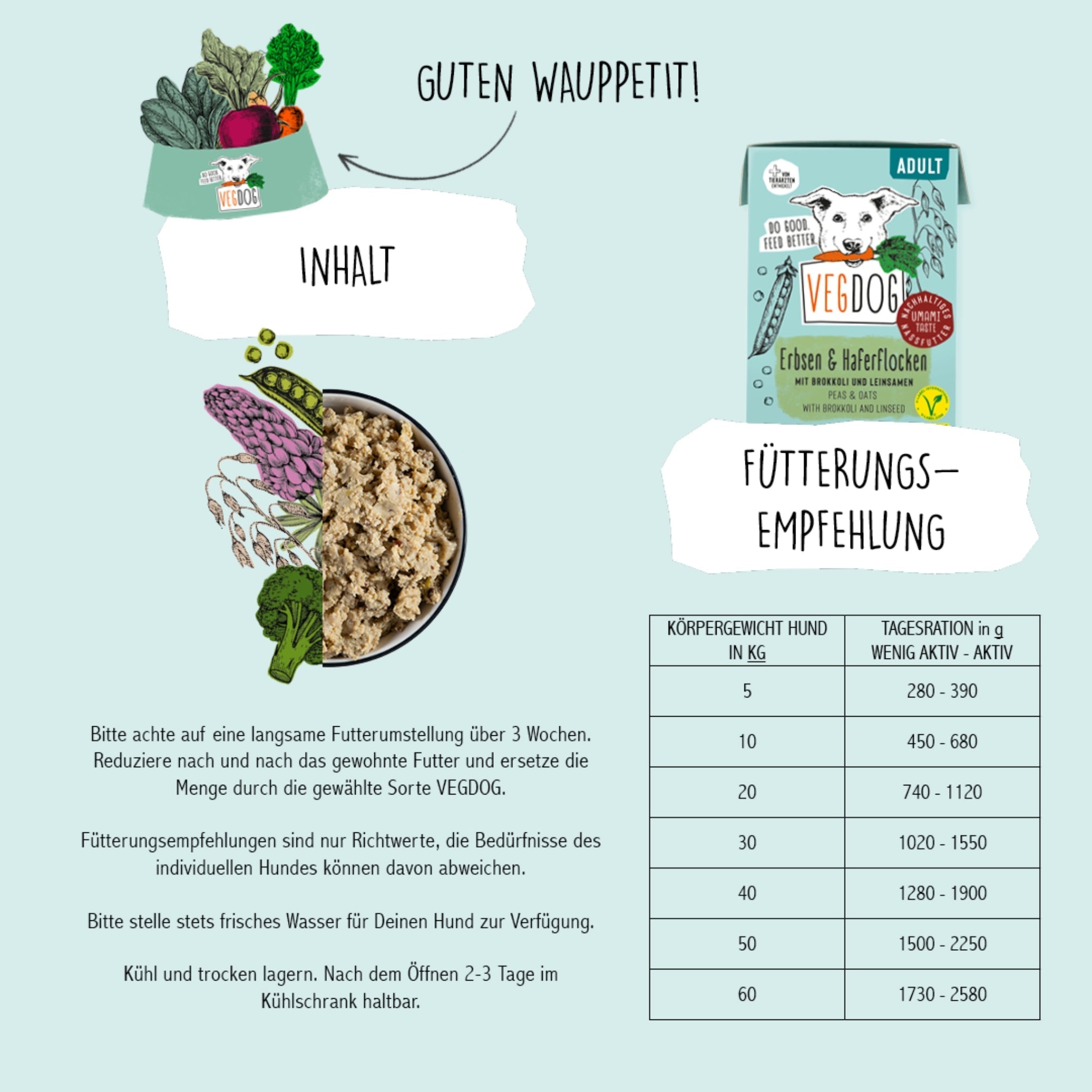 VEGDOG Adult Erbsen &amp; Haferflocken, Hunde Nassfutter - Woofshack