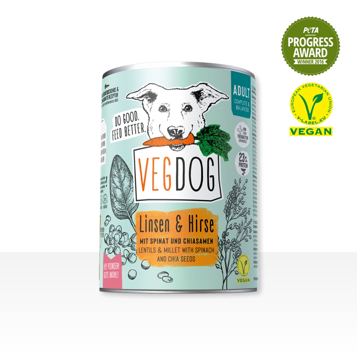VEGDOG Adult Linsen &amp; Hirse, Veganes Hunde Nassfutter