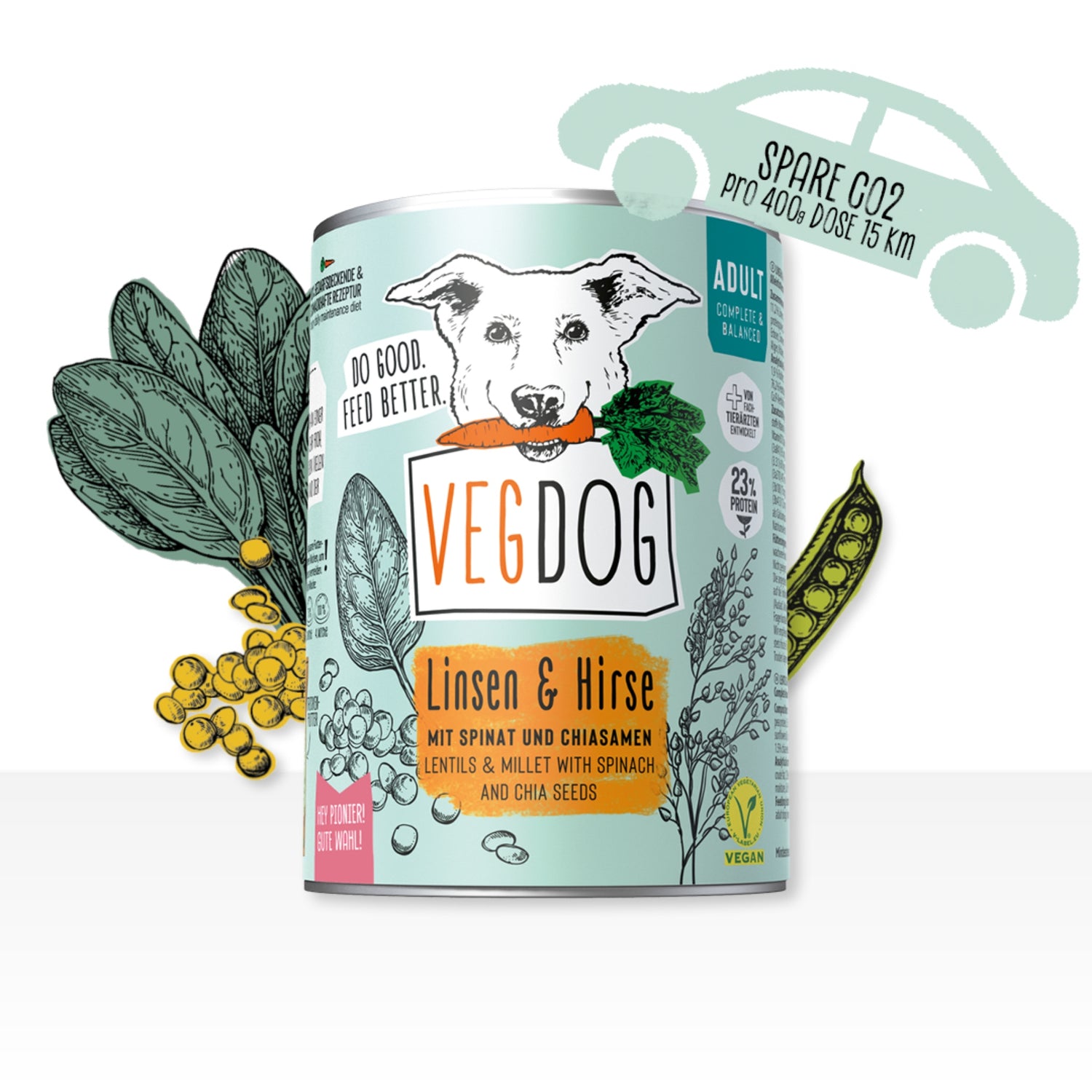 VEGDOG Adult Linsen &amp; Hirse, Veganes Hunde Nassfutter