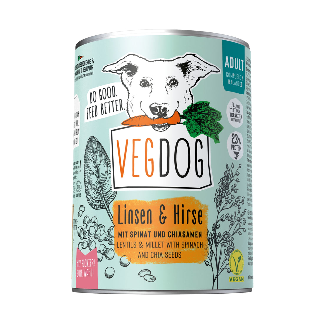 VEGDOG Adult Linsen &amp; Hirse, Veganes Hunde Nassfutter
