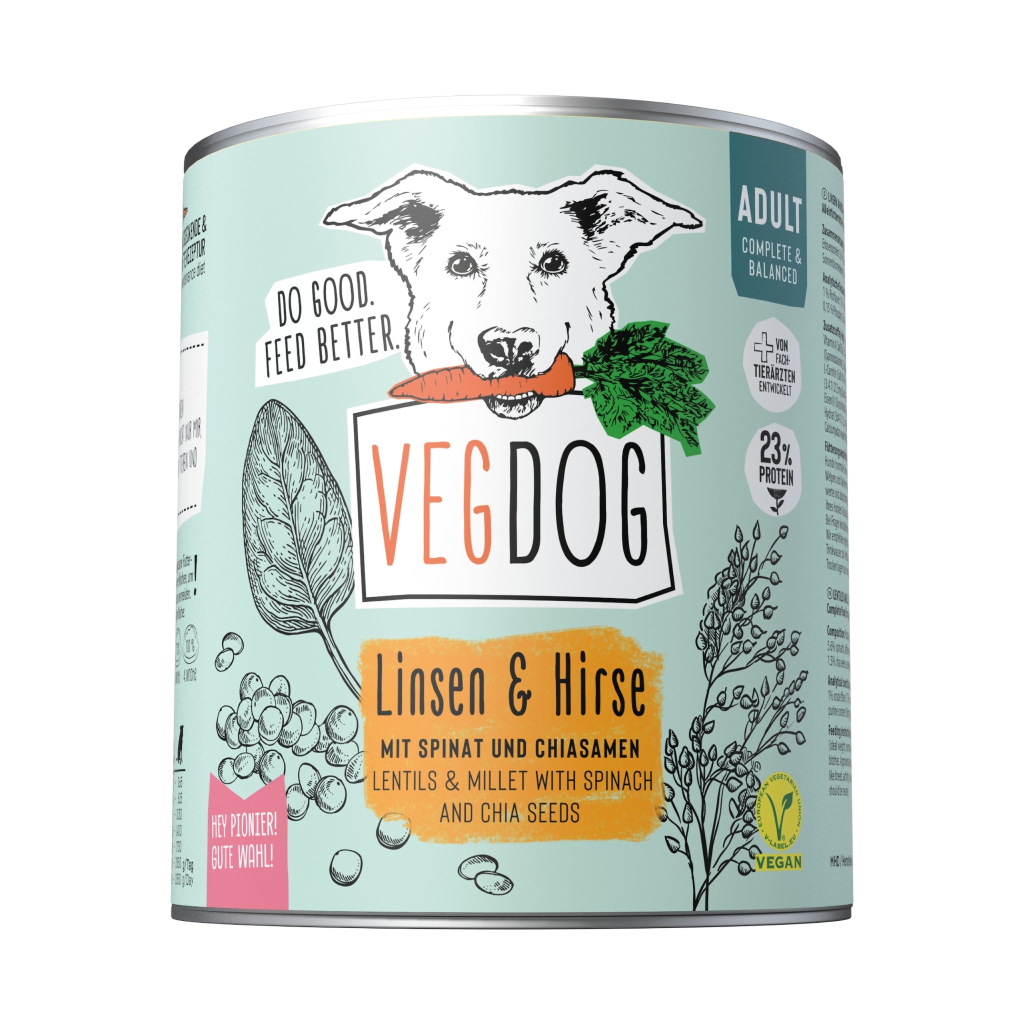 VEGDOG Adult Linsen &amp; Hirse, Veganes Hunde Nassfutter
