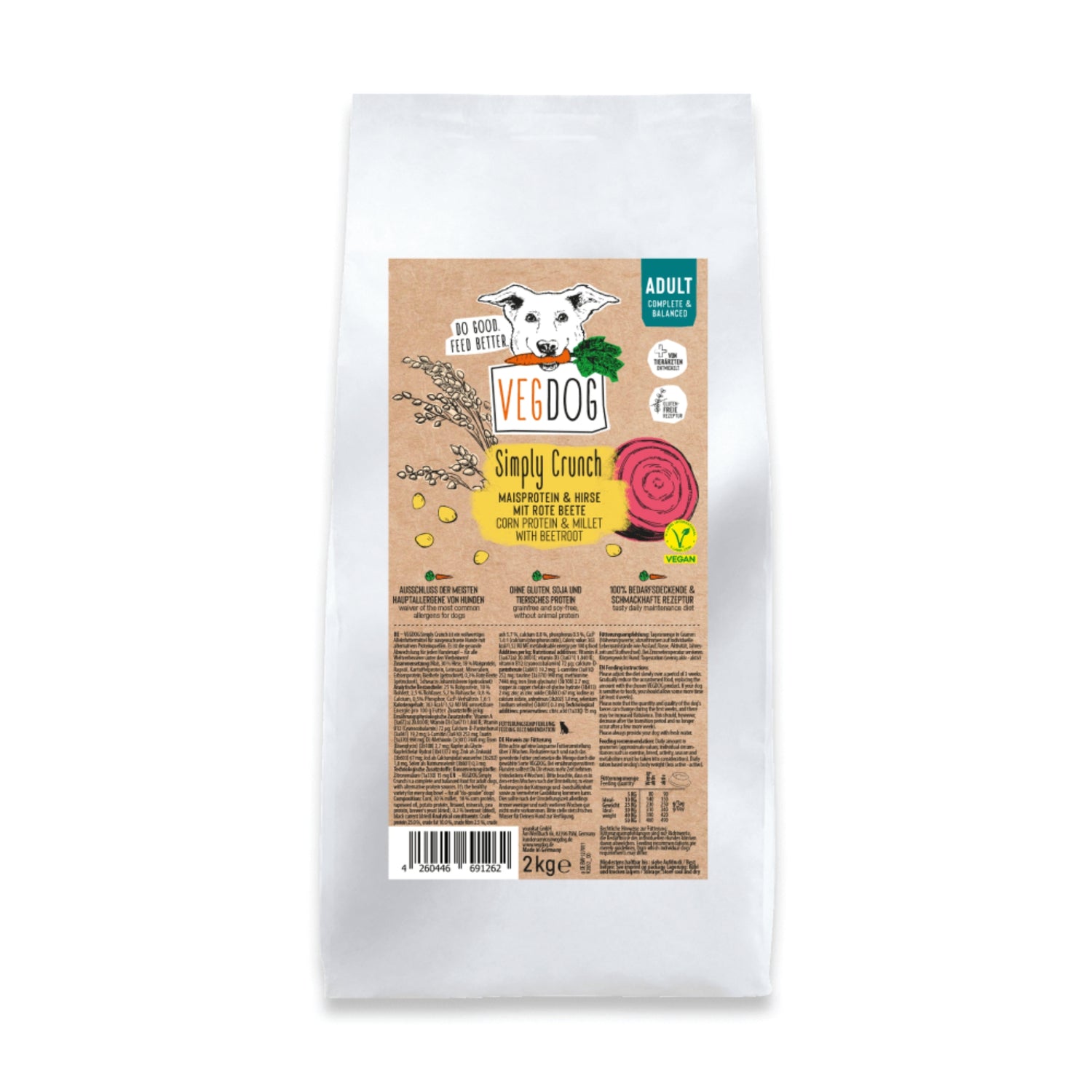 VEGDOG Adult Simply Crunch, Veganes Hunde Trockenfutter