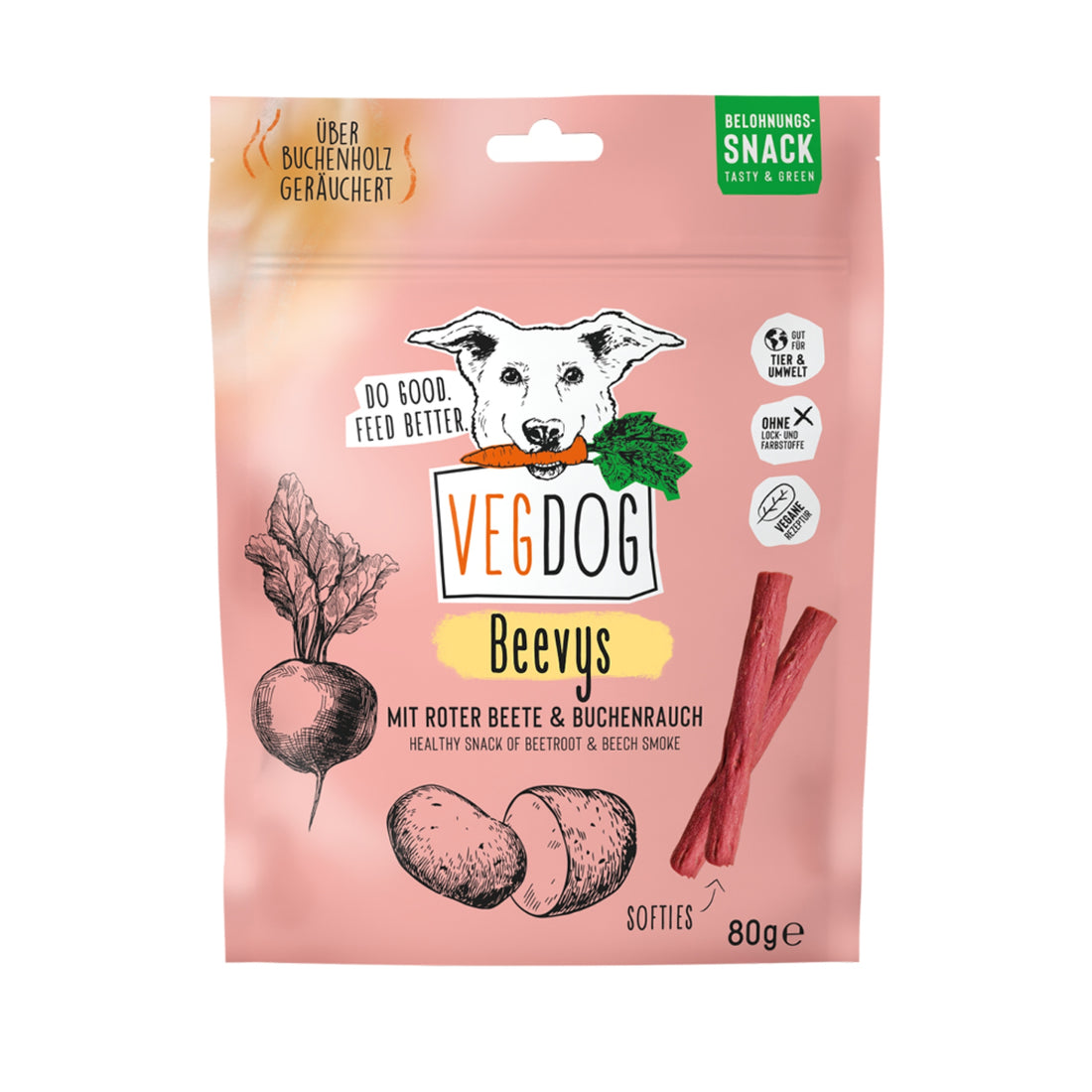 VEGDOG Beevys Vegane Kausticks, Hundesnack
