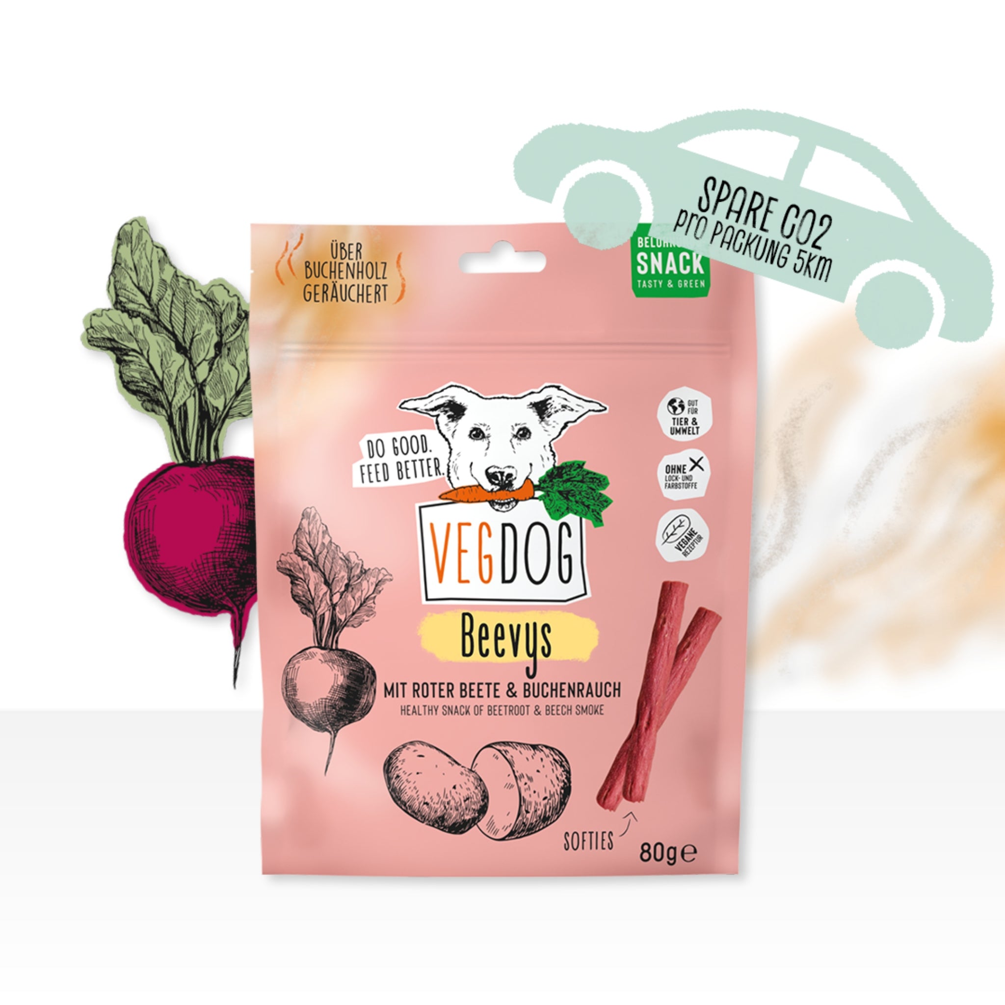 VEGDOG Beevys Vegane Kausticks, Hundesnack