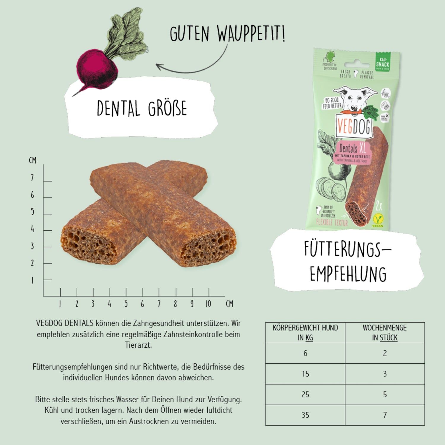 VEGDOG Dentals - Vegane Zahnpflege Sticks, Hundesnack