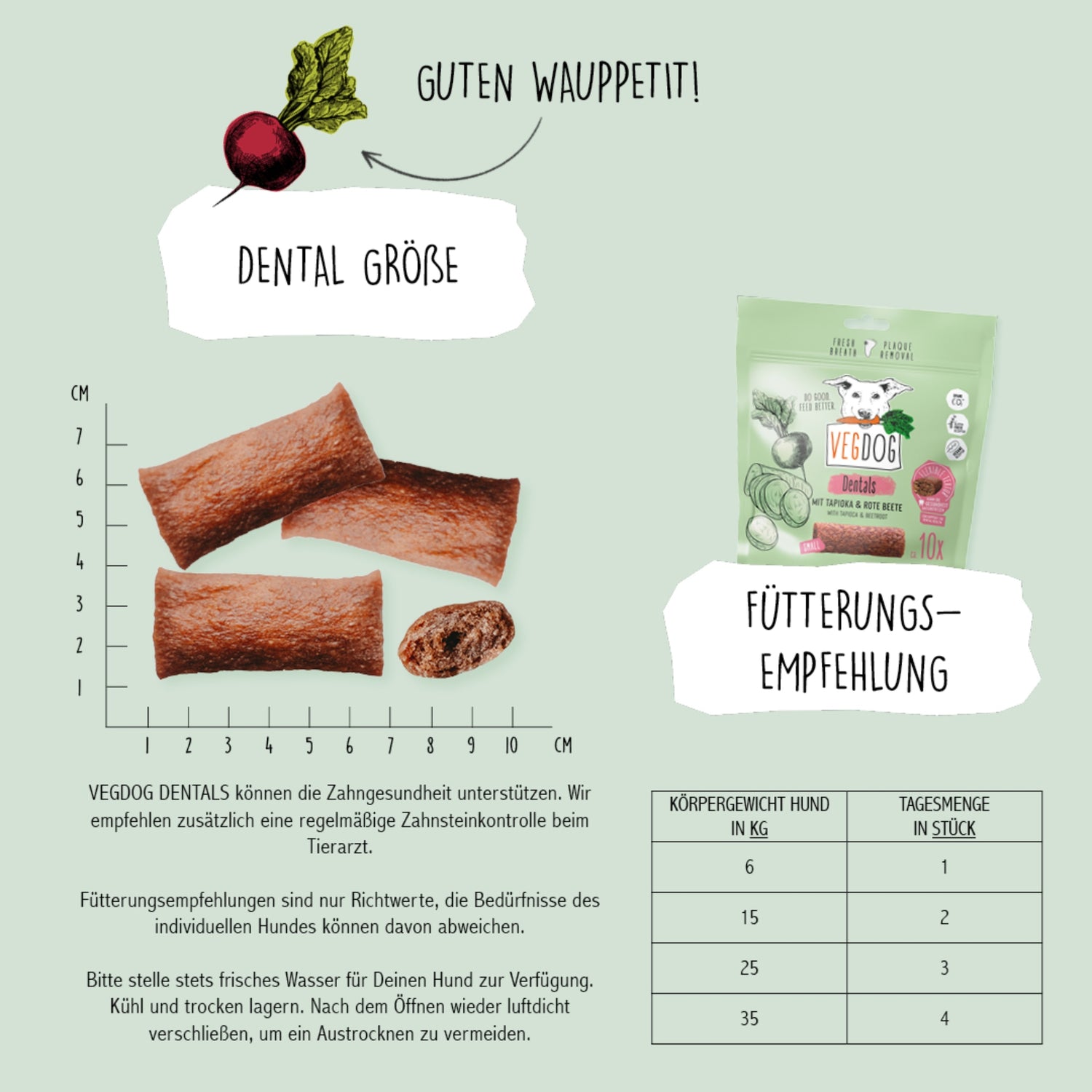 VEGDOG Dentals - Vegane Zahnpflege Sticks, Hundesnack