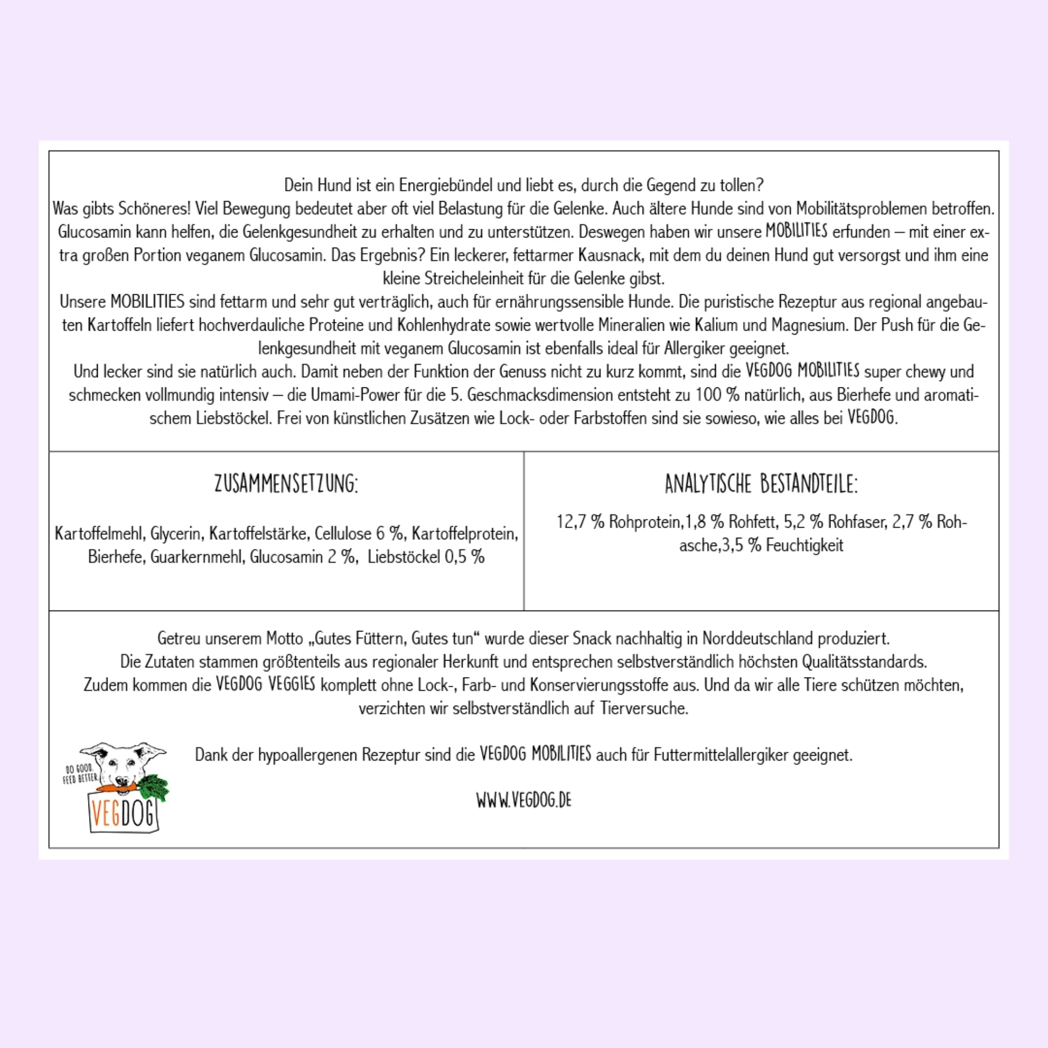 VEGDOG Mobilities - Vegane Leckerlis für die Gelenke, Hundesnack - Woofshack