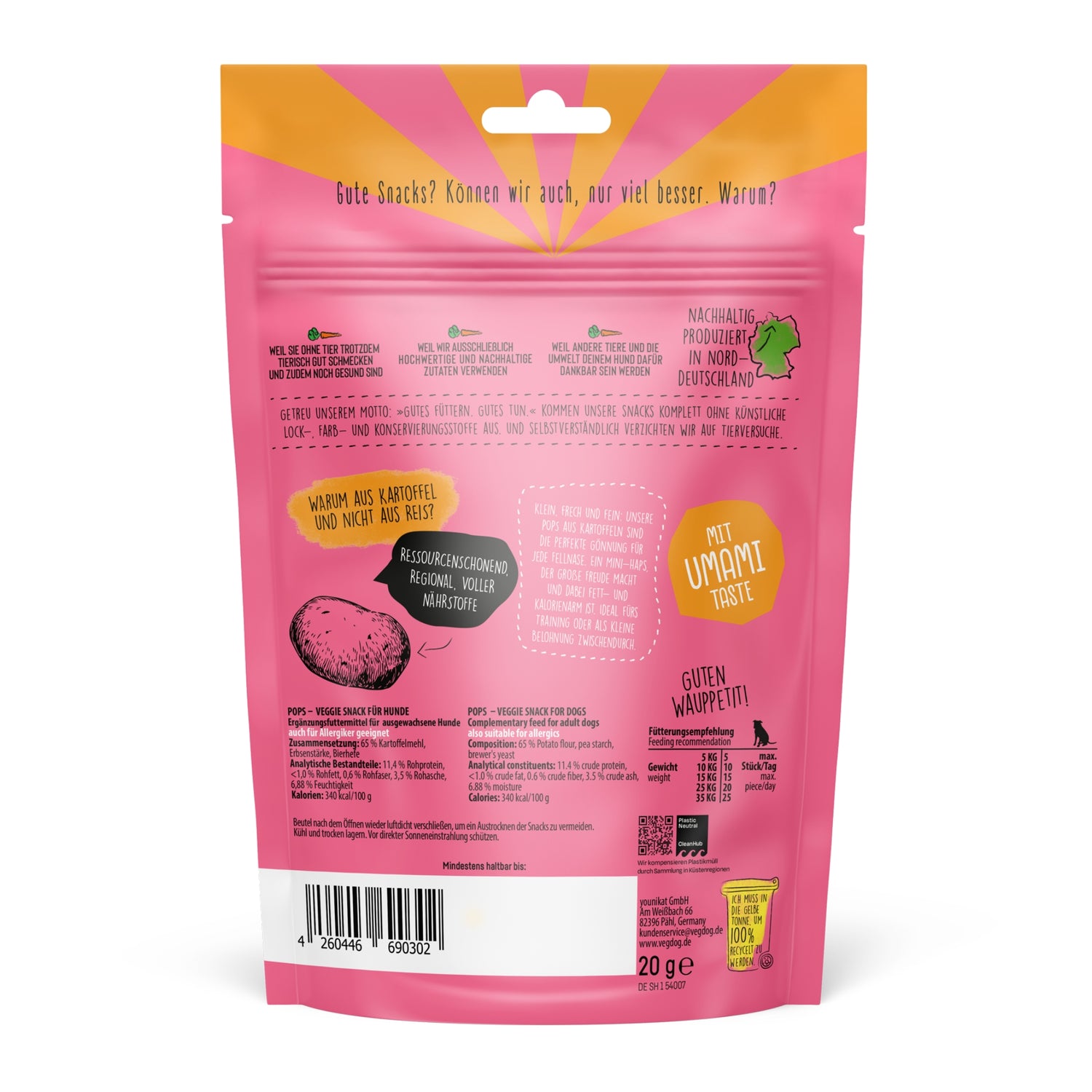 VEGDOG Pops, Kalorienarmer Hundesnack