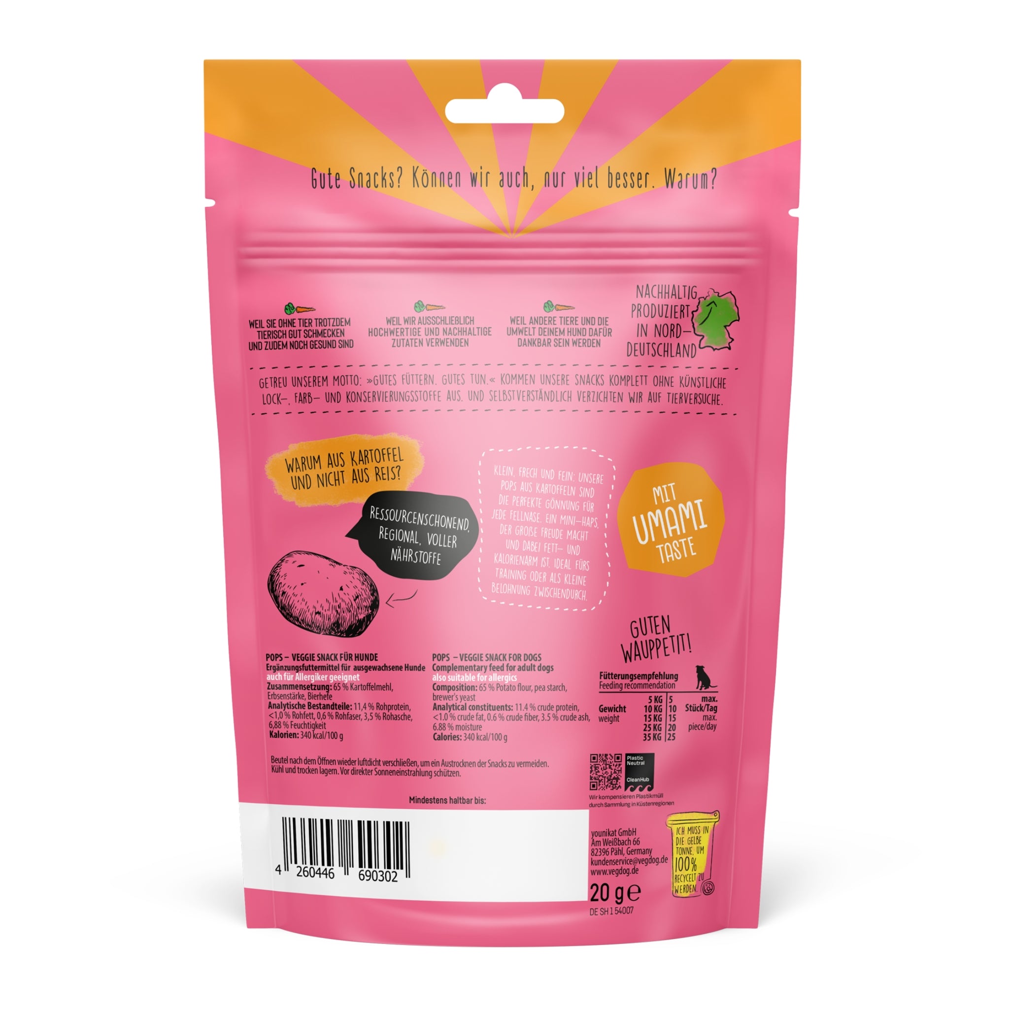 VEGDOG Pops, Kalorienarmer Hundesnack