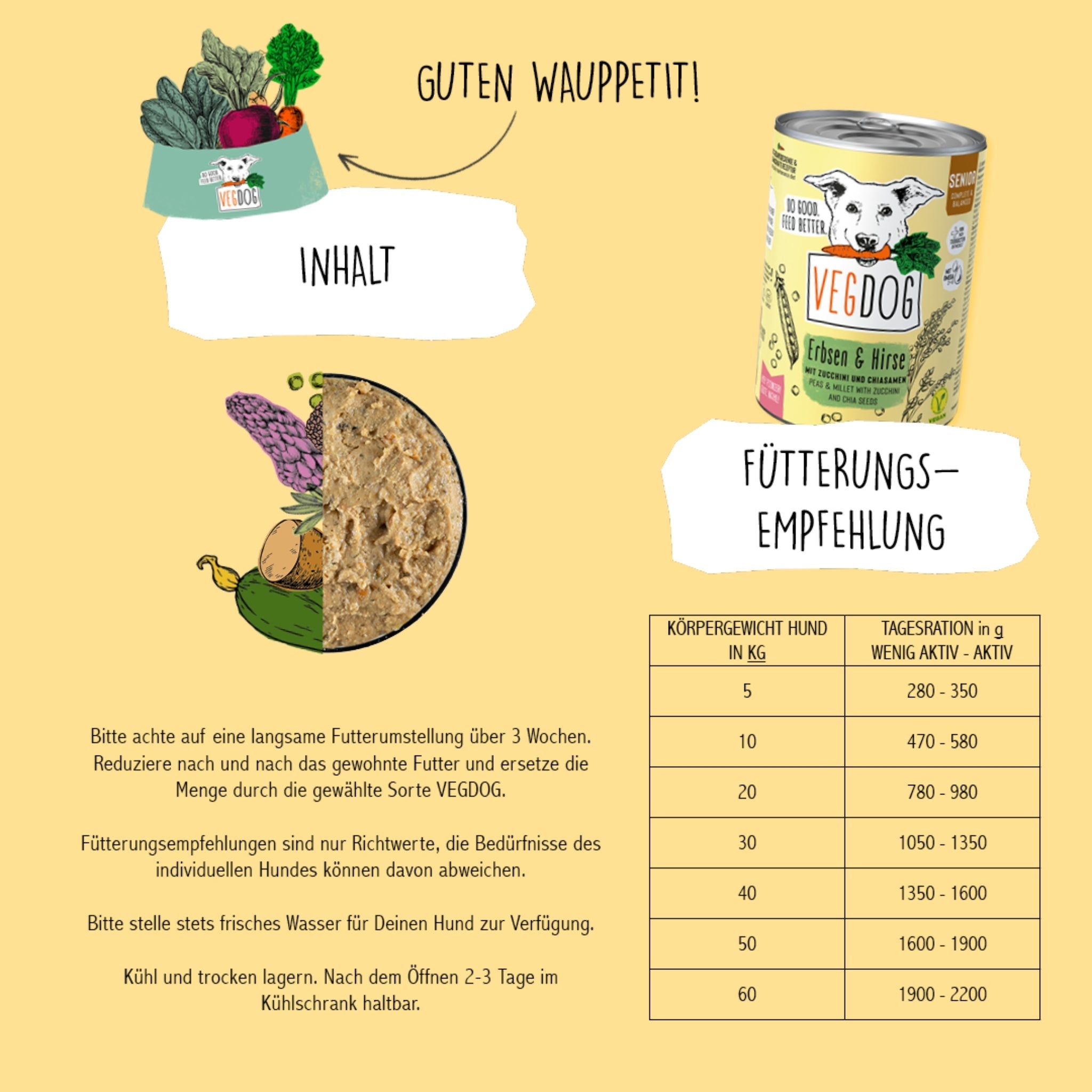 VEGDOG Senior Erbsen &amp; Hirse, Veganes Hunde Nassfutter - Woofshack