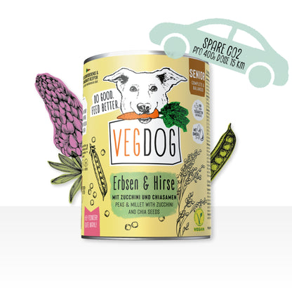 VEGDOG Senior Erbsen &amp; Hirse, Veganes Hunde Nassfutter