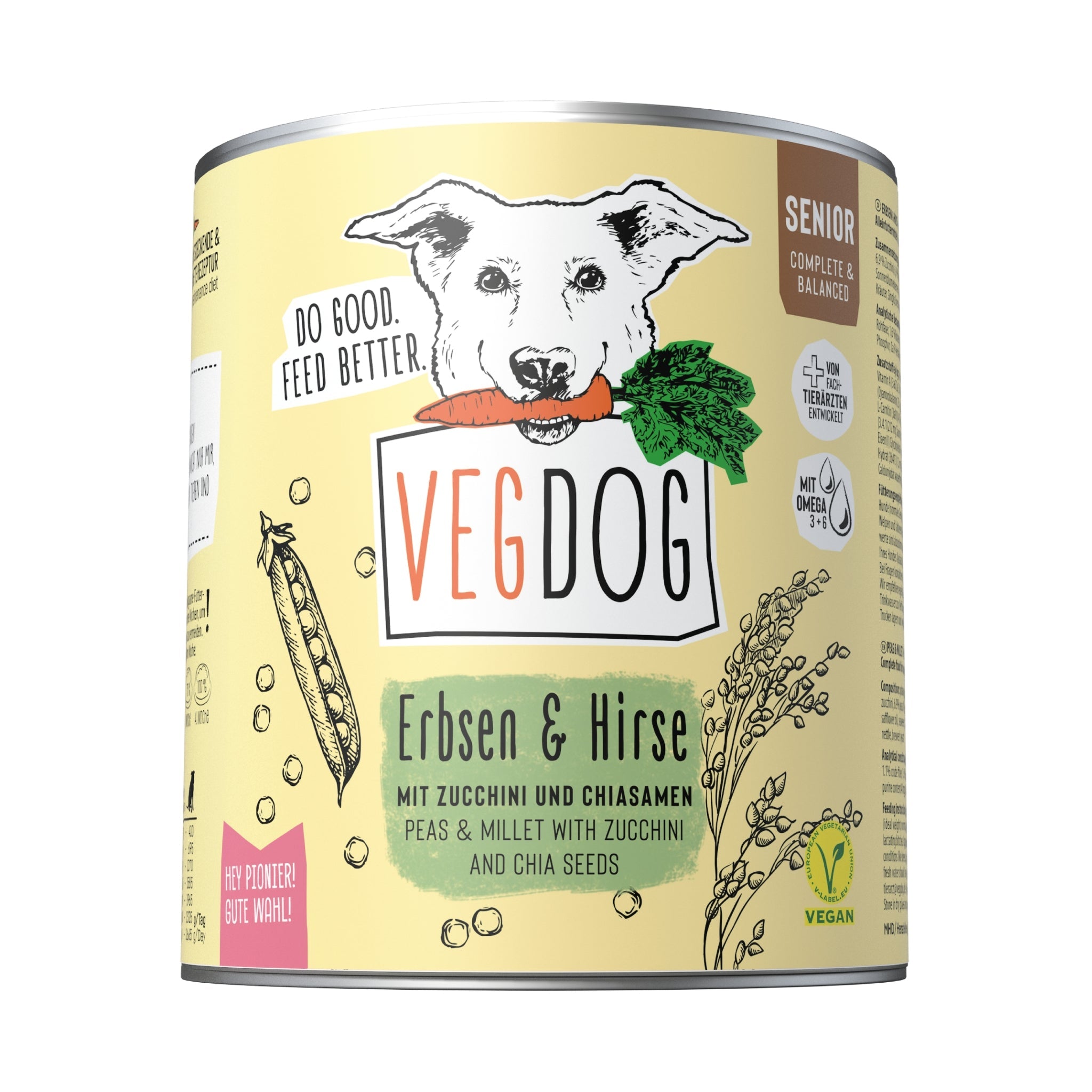 VEGDOG Senior Erbsen &amp; Hirse, Veganes Hunde Nassfutter - Woofshack