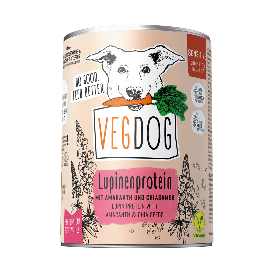 VEGDOG Adult Sensitive Lupinenprotein, Veganes Hunde Nassfutter