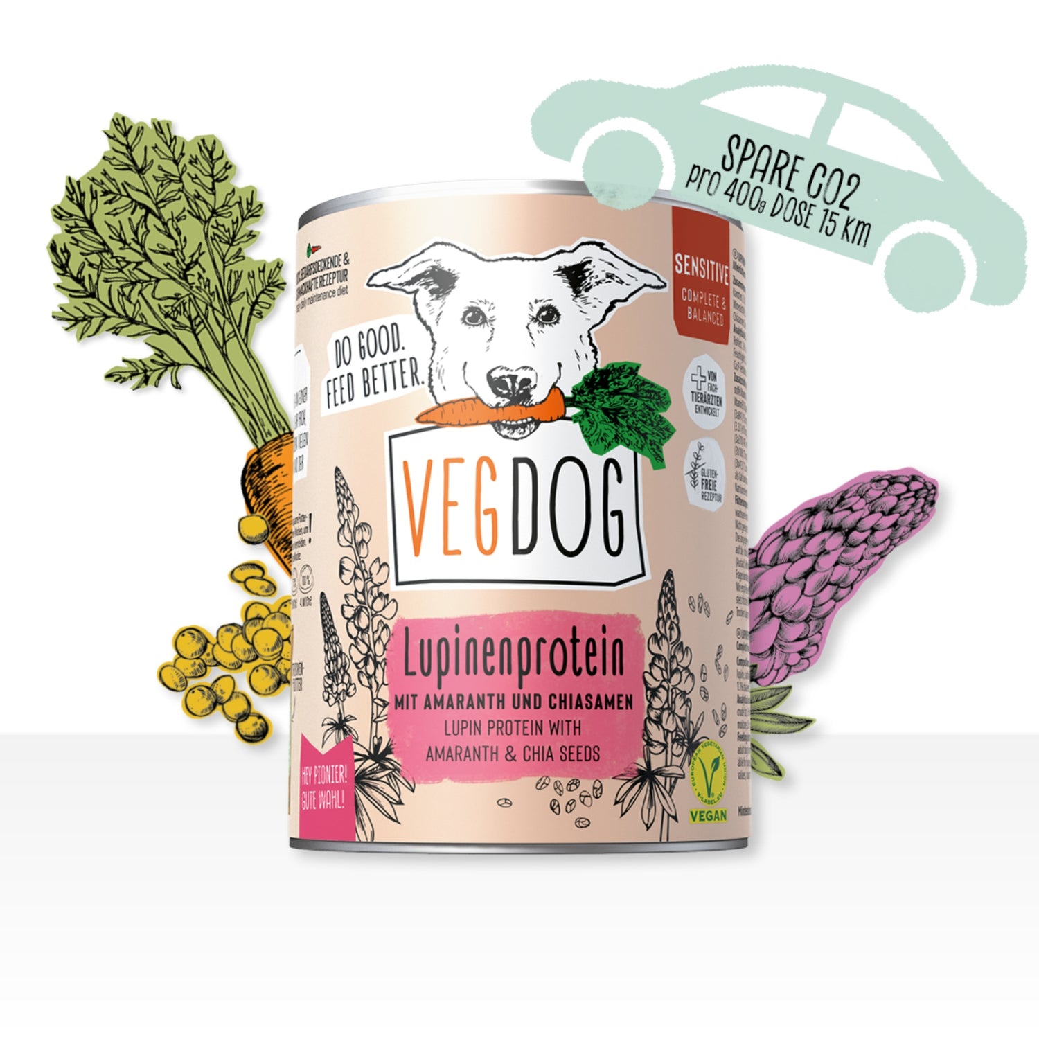 VEGDOG Adult Sensitive Lupinenprotein, Veganes Hunde Nassfutter