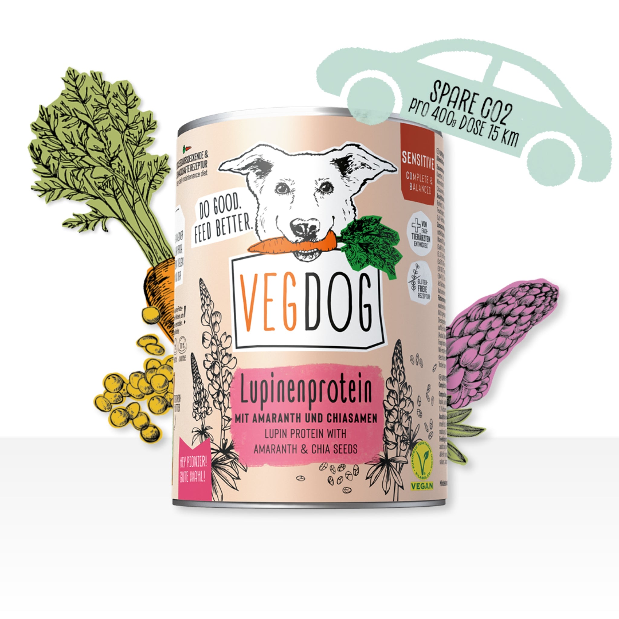VEGDOG Adult Sensitive Lupinenprotein, Veganes Hunde Nassfutter