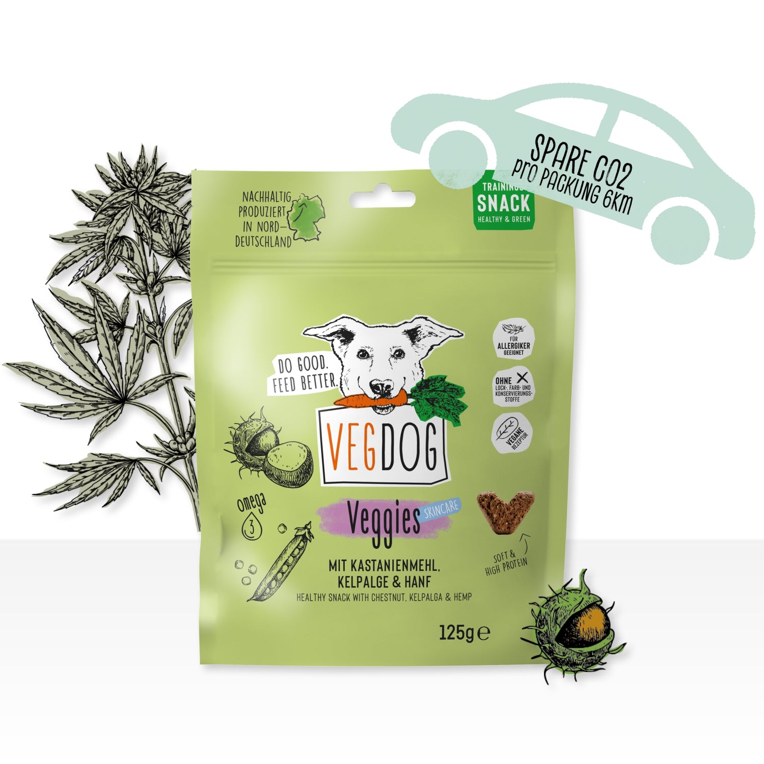 VEGDOG Veggies Skincare - Leckerlis für Haut &amp; Fell, Hundesnack