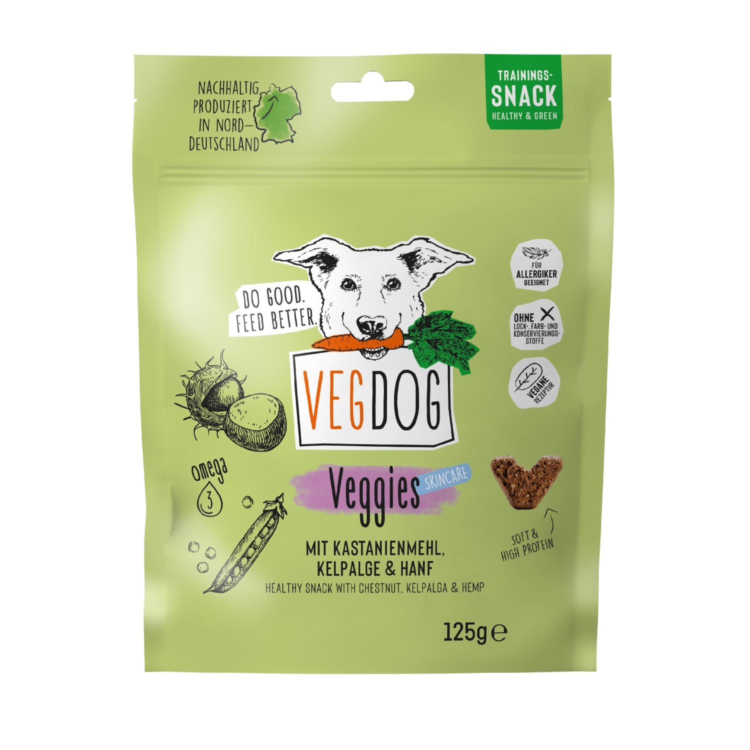 VEGDOG Veggies Skincare - Leckerlis für Haut &amp; Fell, Hundesnack