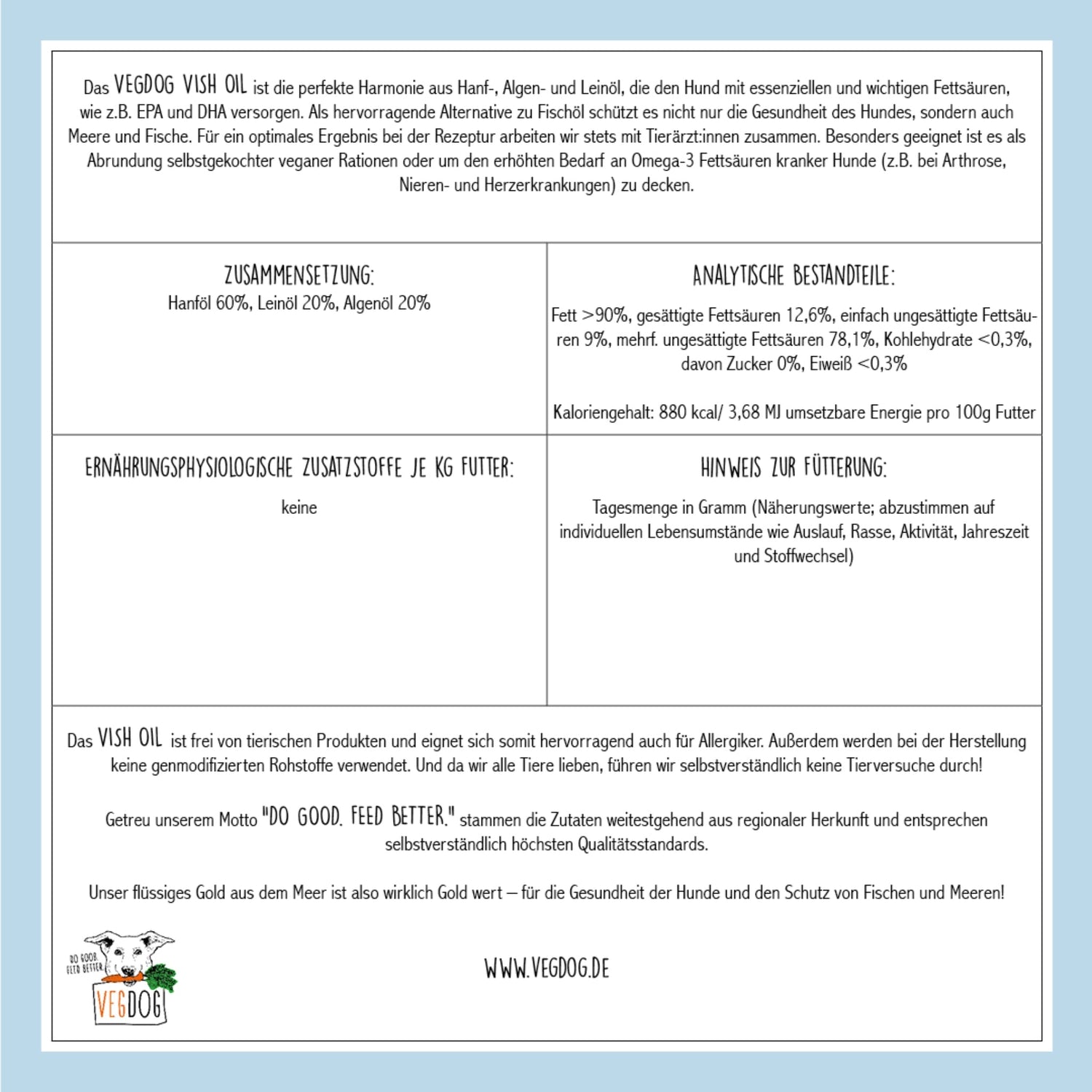 VEGDOG Vish Oil - Veganes Fischöl für Hunde - Woofshack