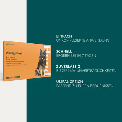 Vetevo Allergietest Basic Hund – 278 Futtermittel-Unverträglichkeiten erkennen | Bei Juckreiz, Pfotenlecken &amp; Durchfall - Woofshack