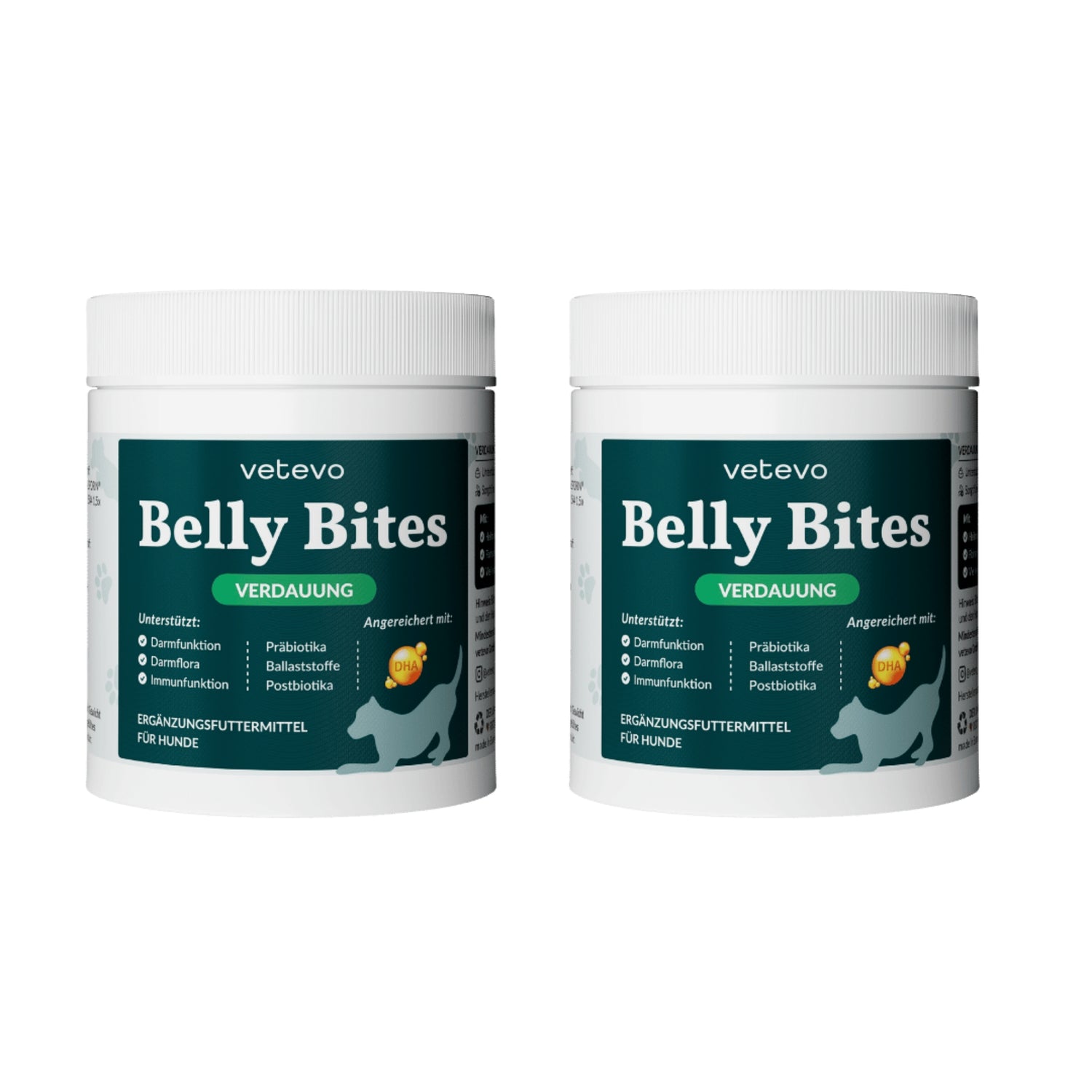 Vetevo Belly Bites 2.0 – Verdauungs-Snacks für Hunde mit Prä-, Pro- &amp; Postbiotika, Kürbis &amp; Algen | Für ein glückliches Hundebäuchlein