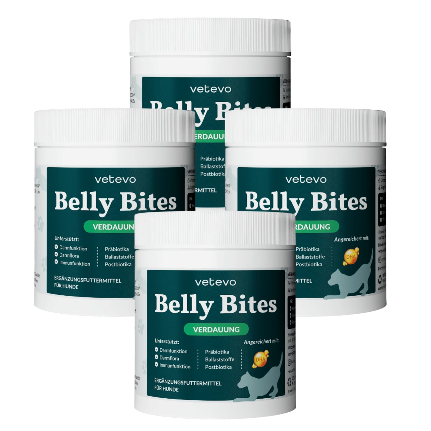 Vetevo Belly Bites 2.0 – Verdauungs-Snacks für Hunde mit Prä-, Pro- &amp; Postbiotika, Kürbis &amp; Algen | Für ein glückliches Hundebäuchlein