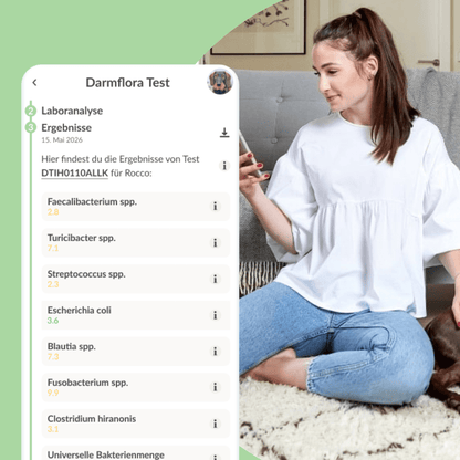 Vetevo Darmflora Test Basic für Hunde – Bakterienprofil, pH-Wert &amp; Futterrückstände analysieren | Bei Durchfall, Hautproblemen, Maulgeruch &amp; Allergien | Ergebnisse in 24h direkt aufs Handy - Woofshack