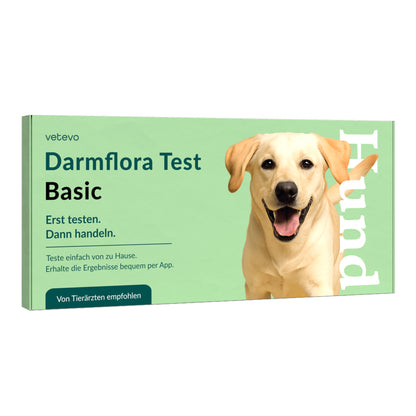 Vetevo Darmflora Test Basic für Hunde – Bakterienprofil, pH-Wert &amp; Futterrückstände analysieren | Bei Durchfall, Hautproblemen, Maulgeruch &amp; Allergien | Ergebnisse in 24h direkt aufs Handy