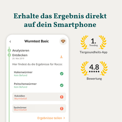Vetevo Wurmtest Basic für Hunde – Zuverlässige Kotprobe auf 7 Wurmarten &amp; Parasiten, einfach zuhause - Woofshack