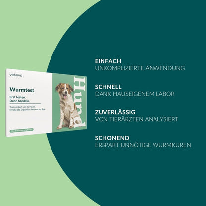 Vetevo Wurmtest Basic für Hunde – Zuverlässige Kotprobe auf 7 Wurmarten &amp; Parasiten, einfach zuhause - Woofshack
