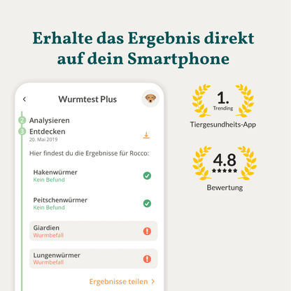 Vetevo Wurmtest Plus Hund – Zuverlässiger Kottest auf 9 Parasiten inkl. Lungenwürmer &amp; Giardien - Woofshack