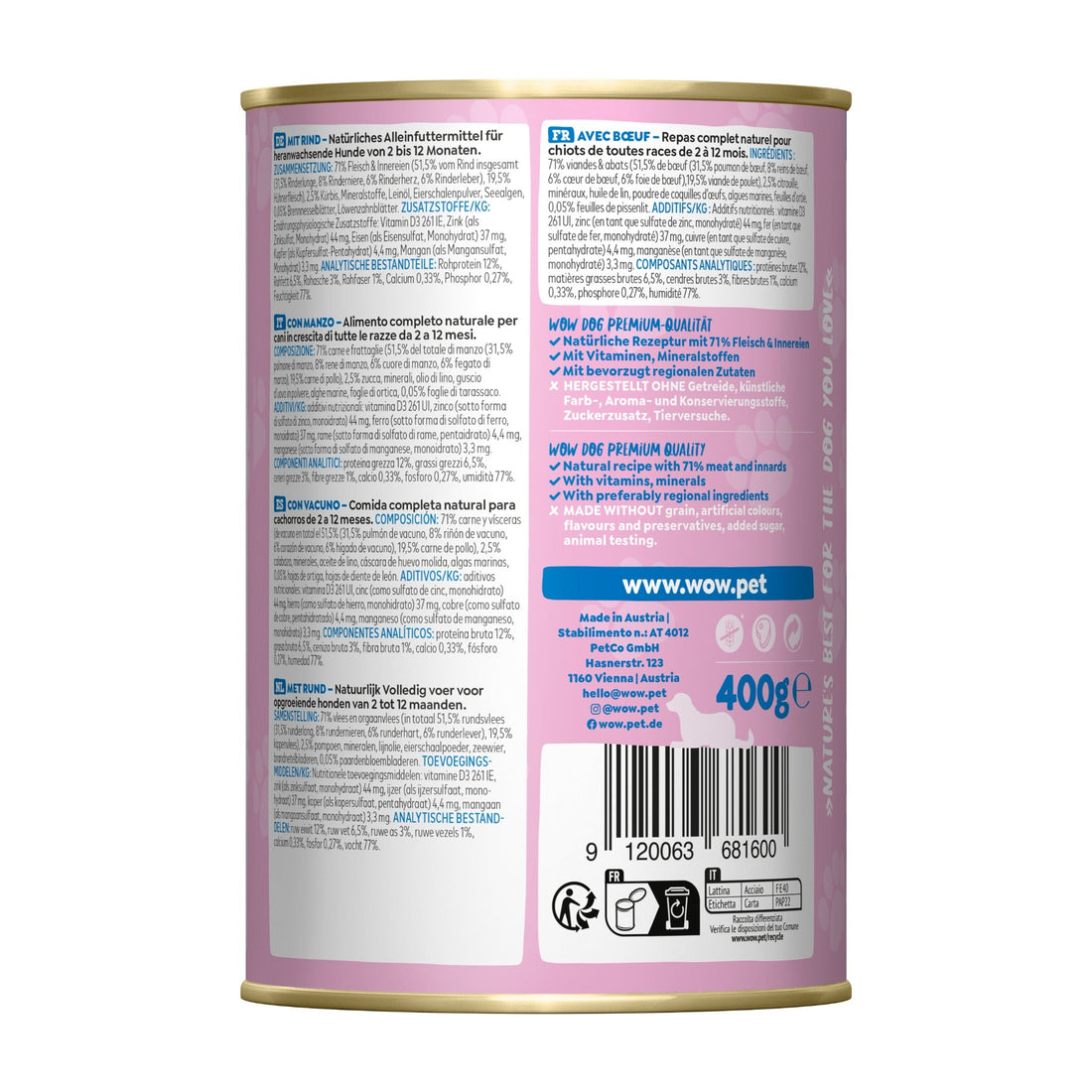 WOW Junior Hundefutter - Rind, Kürbis und Brennnessel - Woofshack