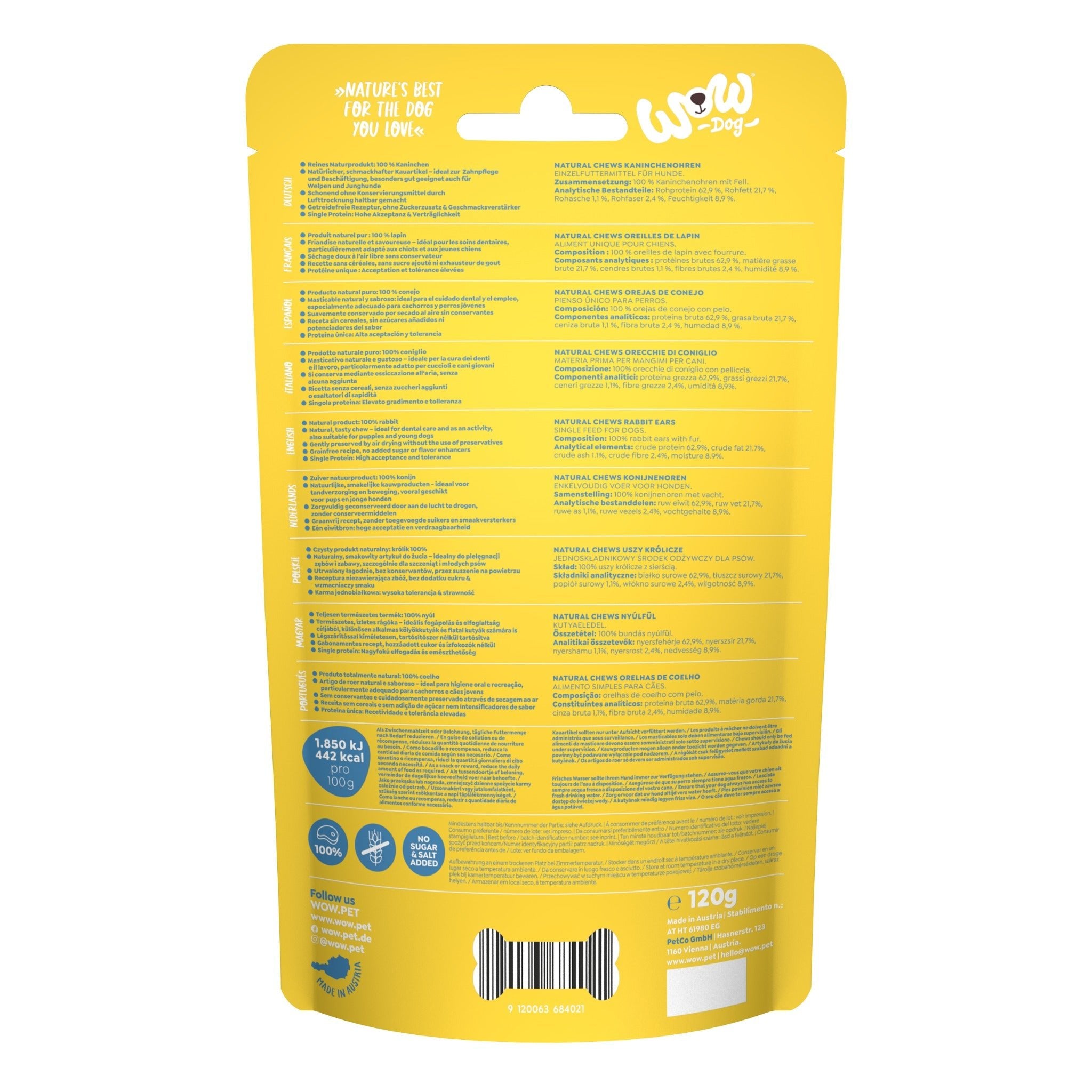 WOW Natural Chews Kaninchenohren mit Fell - Hundesnack - Woofshack