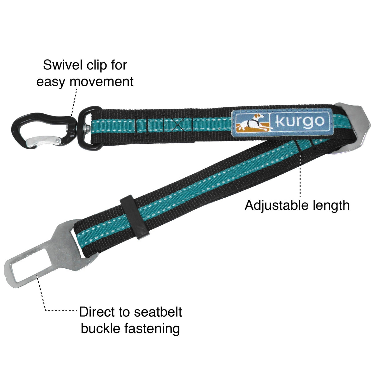 Kurgo Direct to Seatbelt Swivel Tether, Hundeautogurt - Woofshack