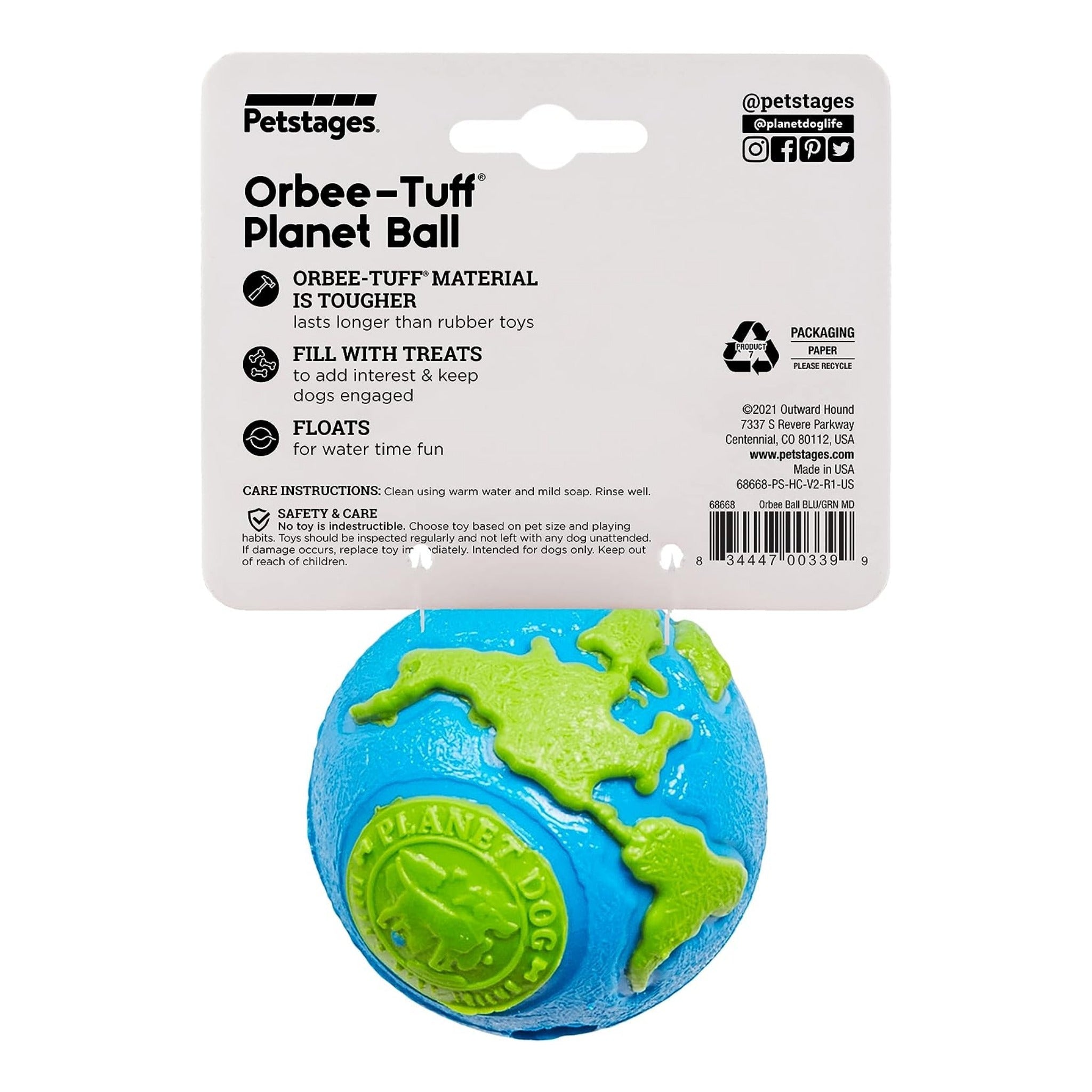 Planet Dog Orbee-Tuff Planet Ball, Hundespielzeug - Woofshack