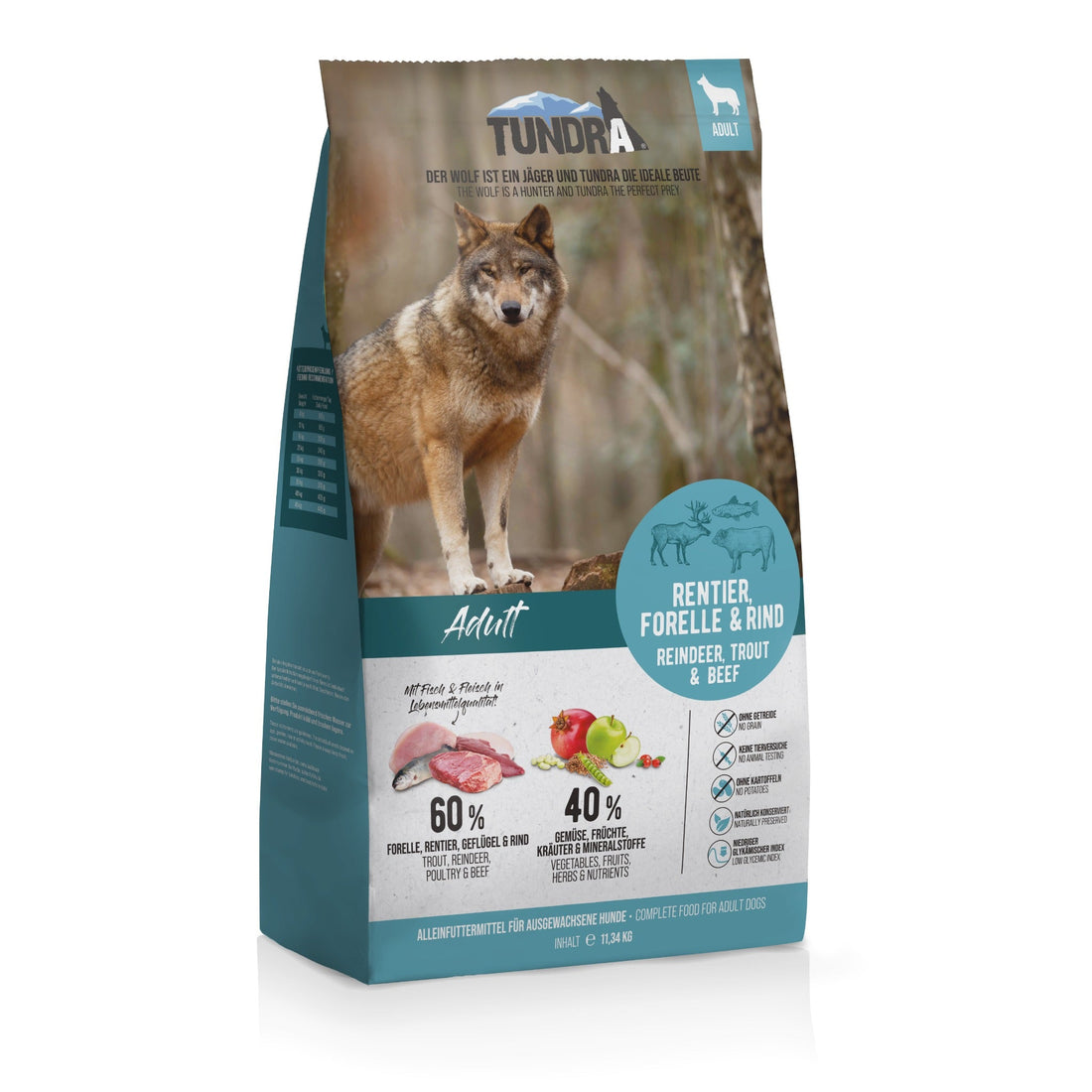 Tundra Dog Adult Trockenfutter, Rentier, Forelle &amp; Rind - Woofshack