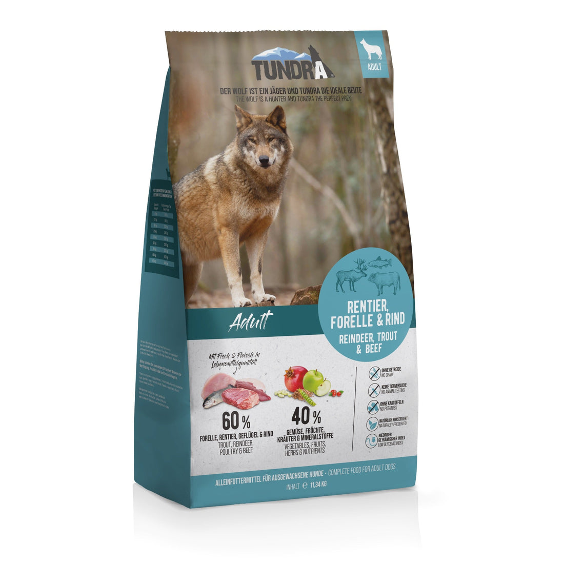 Tundra Dog Adult Trockenfutter, Rentier, Forelle & Rind - Woofshack