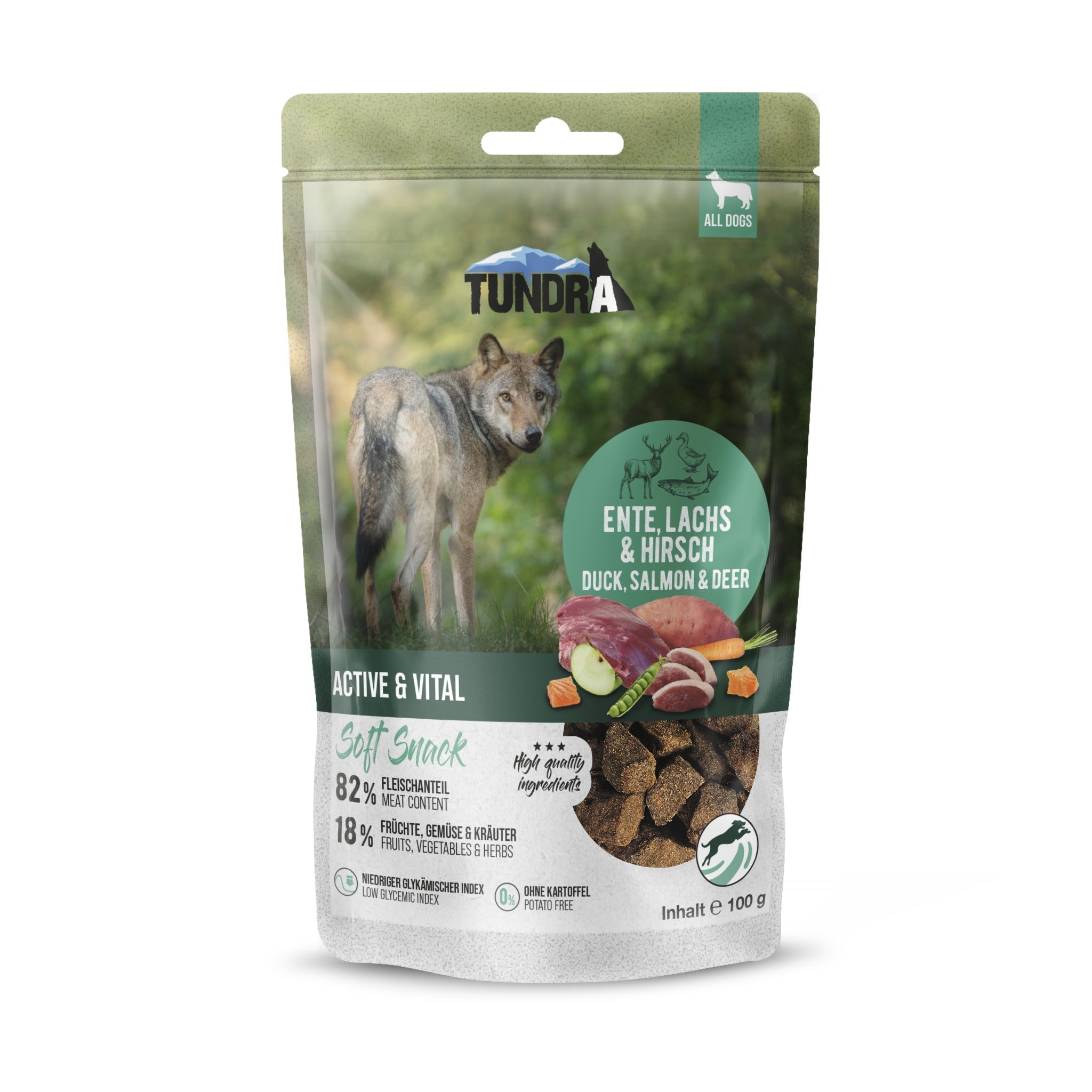 Tundra Dog Soft Snack Aktiv &amp; Vital Ente, Lachs &amp; Hirsch, Hundesnack - Woofshack