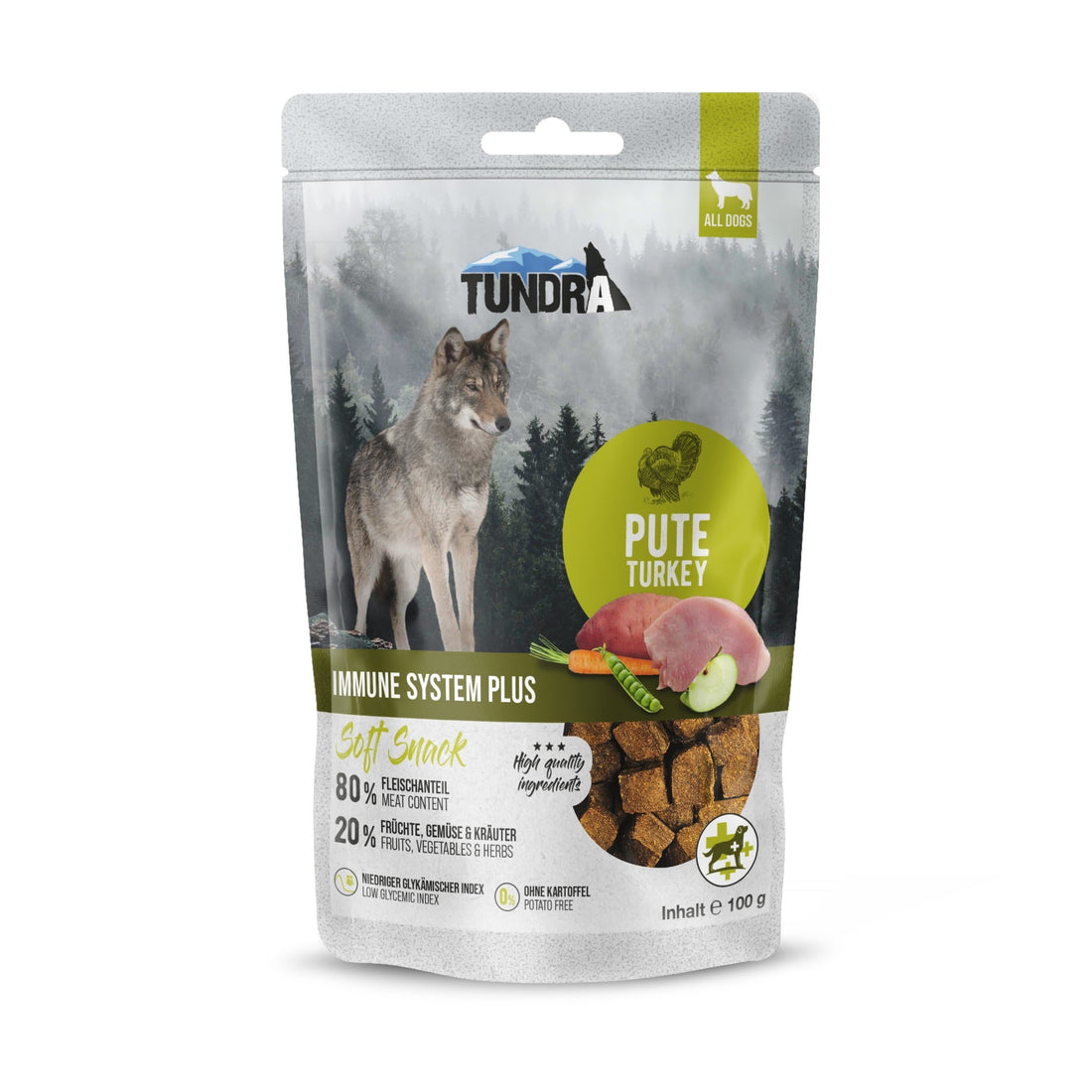 Tundra Dog Soft Snack Immune System Plus Pute, Hundesnack - Woofshack