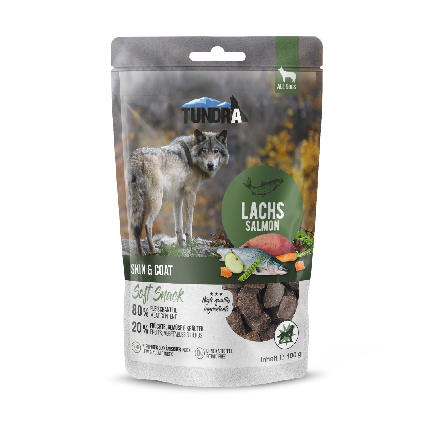 Tundra Dog Soft Snack Skin &amp; Coat Lachs, Hundesnack - Woofshack