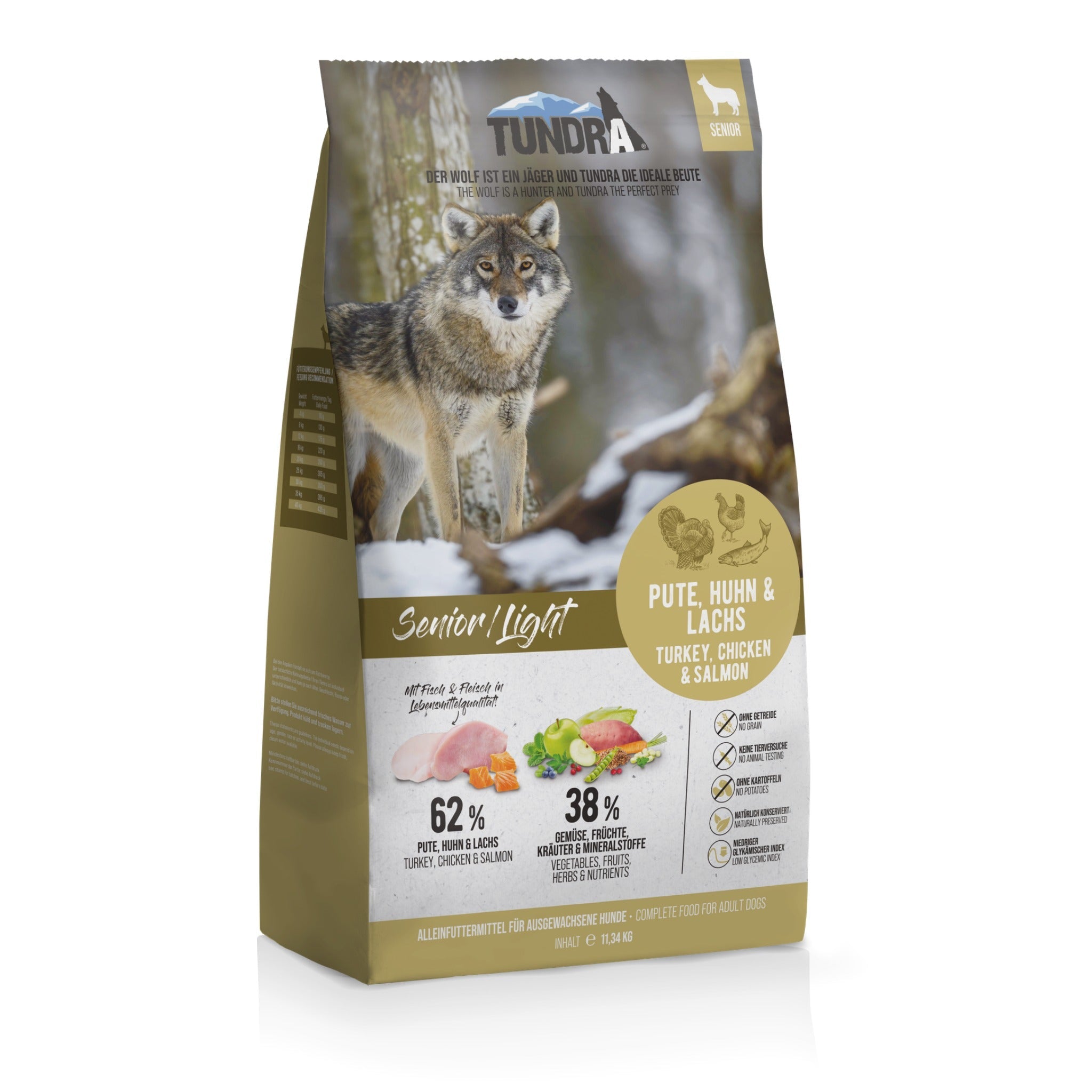 Tundra Senior/Light Trockenfutter, Pute, Huhn &amp; Lachs - Woofshack