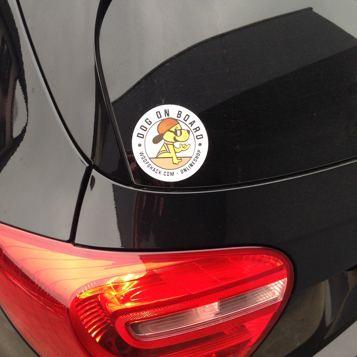 Woofshack DOG ON BOARD car sticker