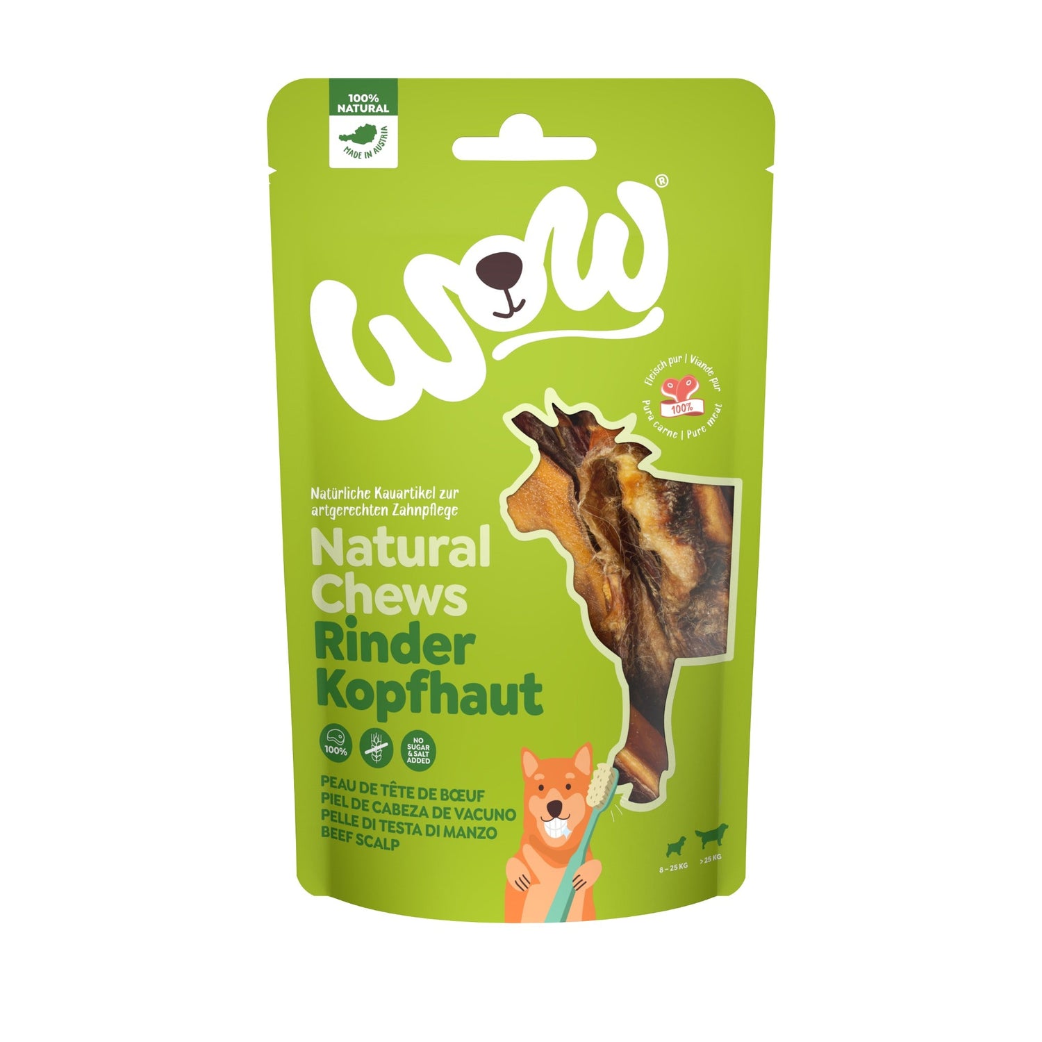 WOW Natural Chews Rinderkopfhaut - Hundesnack - Woofshack