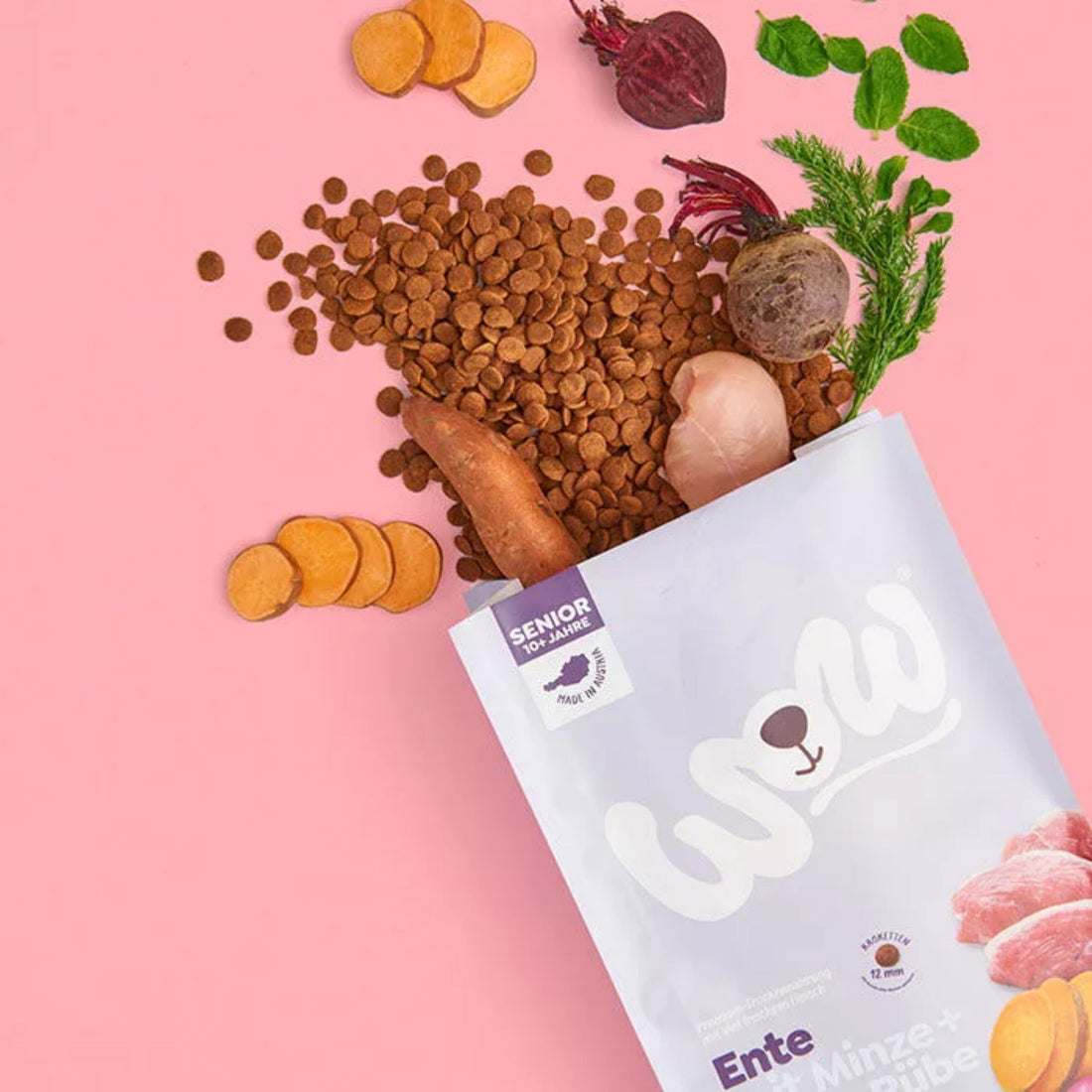 WOW Senior Hundetrockenfutter - Ente, Minze &amp; Rote Rübe - Woofshack